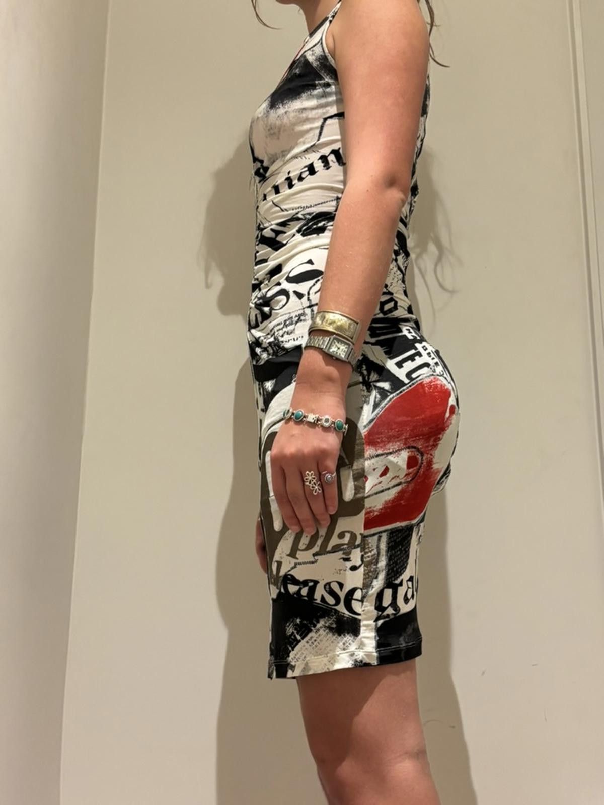 Custo Barcelona John Galliano - Gazette Print Sleeveless Bodycon Dress Size S / US 4 / IT 40 - 5 Thumbnail