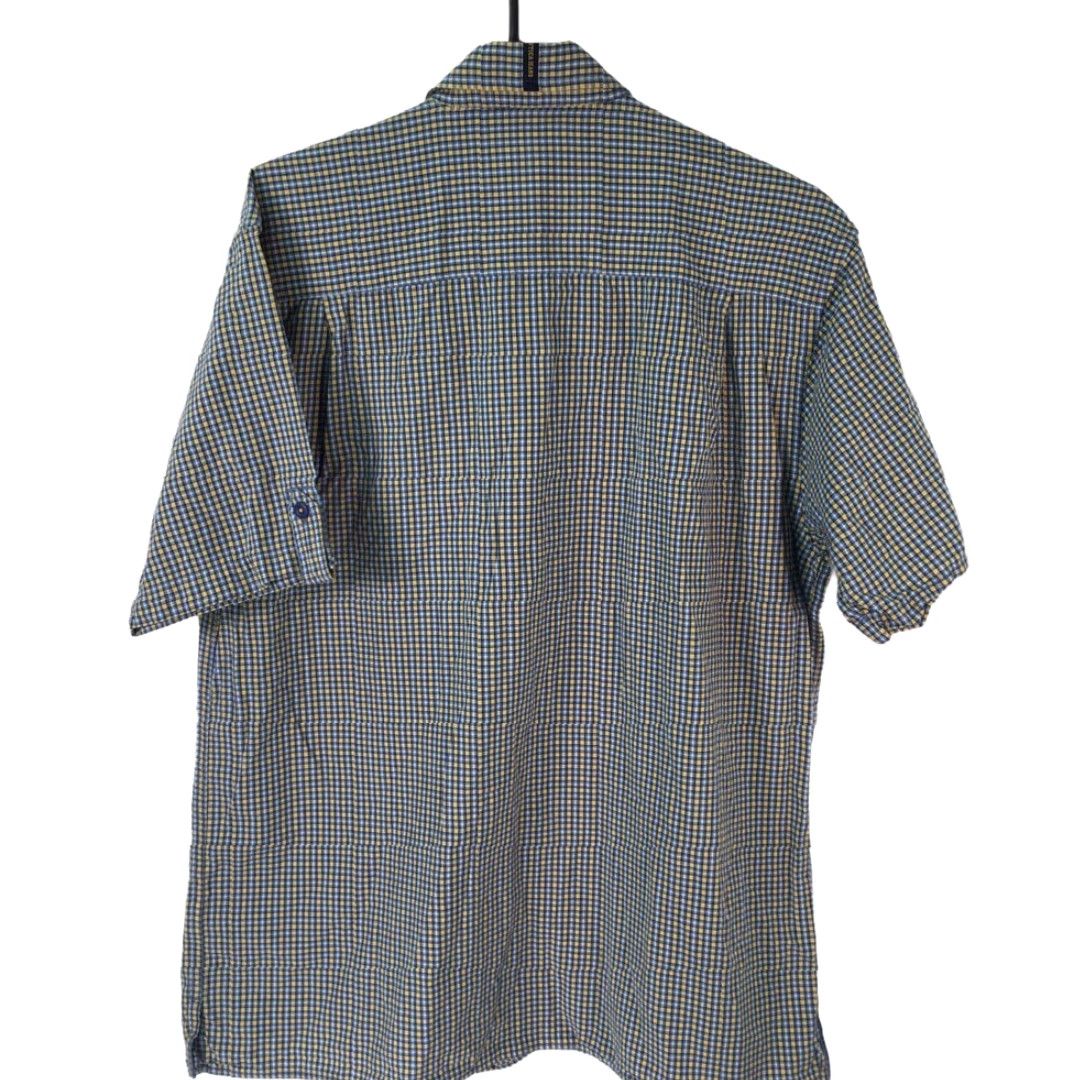 Nautica Nautica Button Front Shirt Mens Blue Brown Gingham Short Sleeve Cotton Pocket M Size US M / EU 48-50 / 2 - 4 Thumbnail