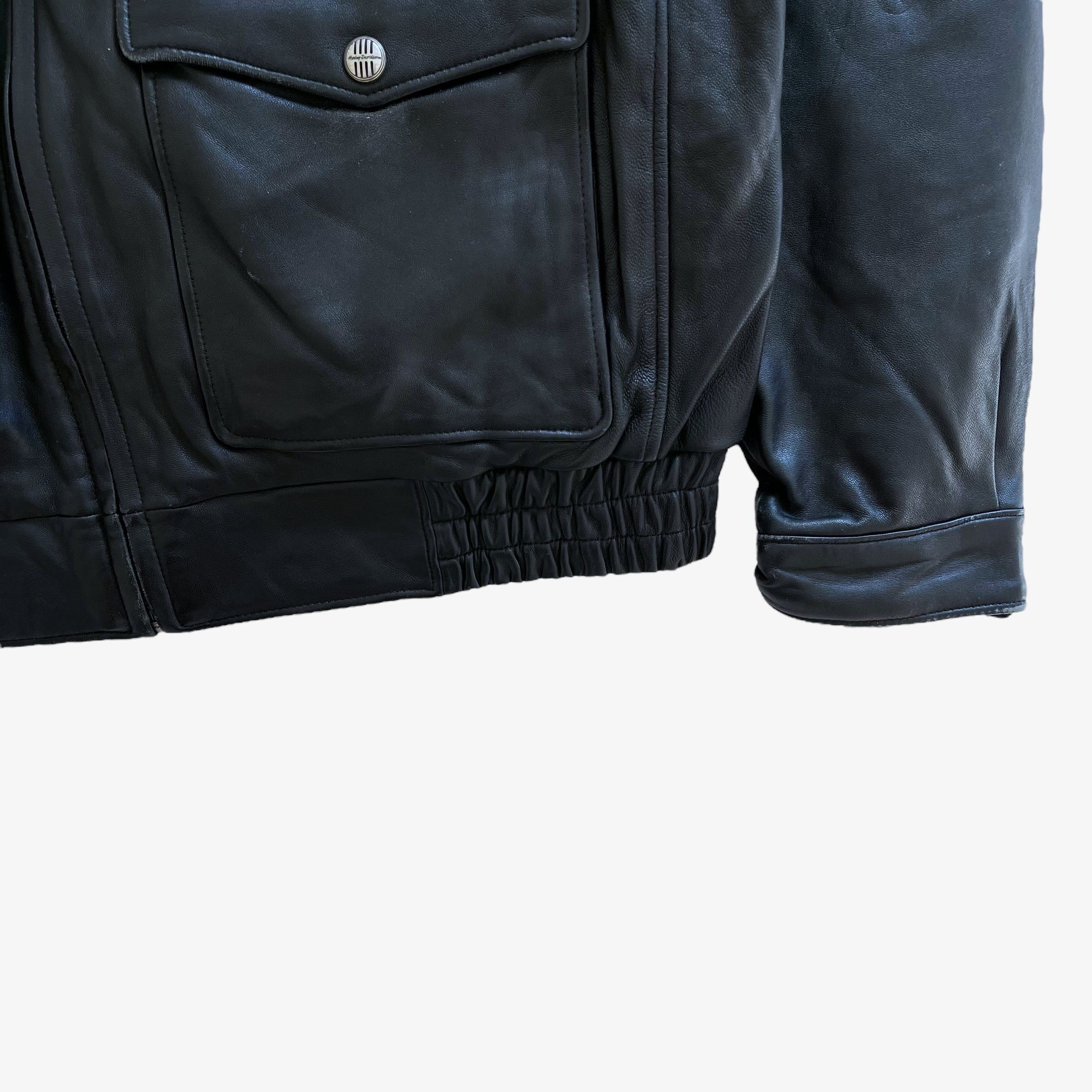 Harley Davidson Vintage 90s Men's Harley Davidson Black Leather Biker Jacket Size US L / EU 52-54 / 3 - 8 Thumbnail
