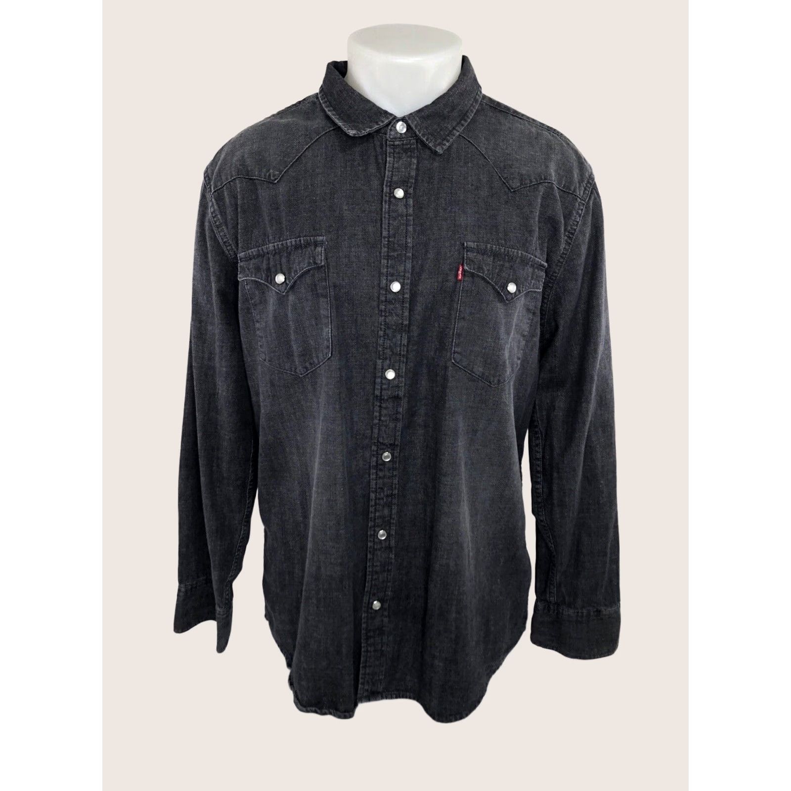 Levi's LEVI STRAUSS Denim Black PEARL SNAP Western XL Shirt Men Long Sleeve Button-Up Denim Shirt Western 90s Theme Snap XL Black Mens Size US XL / EU 56 / 4 - 1 Thumbnail
