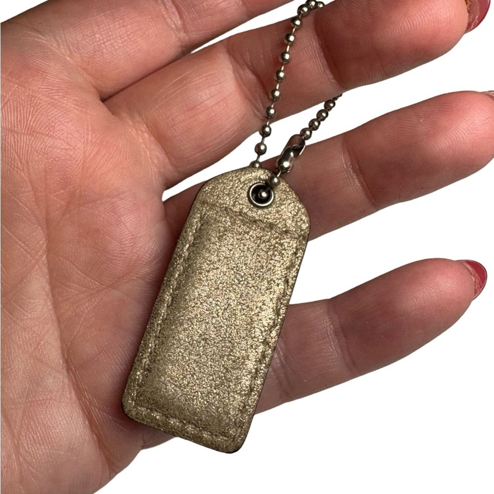 Coach Coach Hang Tag Gold Metallic Suede Style W/Silver Ball Chain Size ONE SIZE - 2 Thumbnail