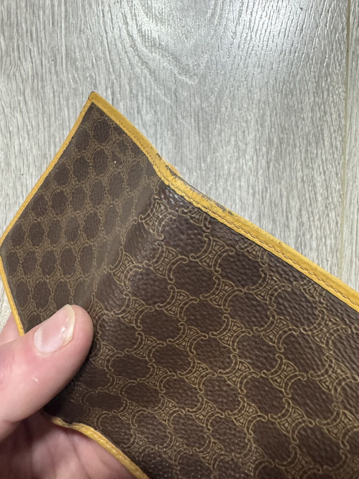 Celine × Vintage CELINE Macadam Triomphe Bi-Fold Wallet Leather Beige Brown Size ONE SIZE - 5 Thumbnail