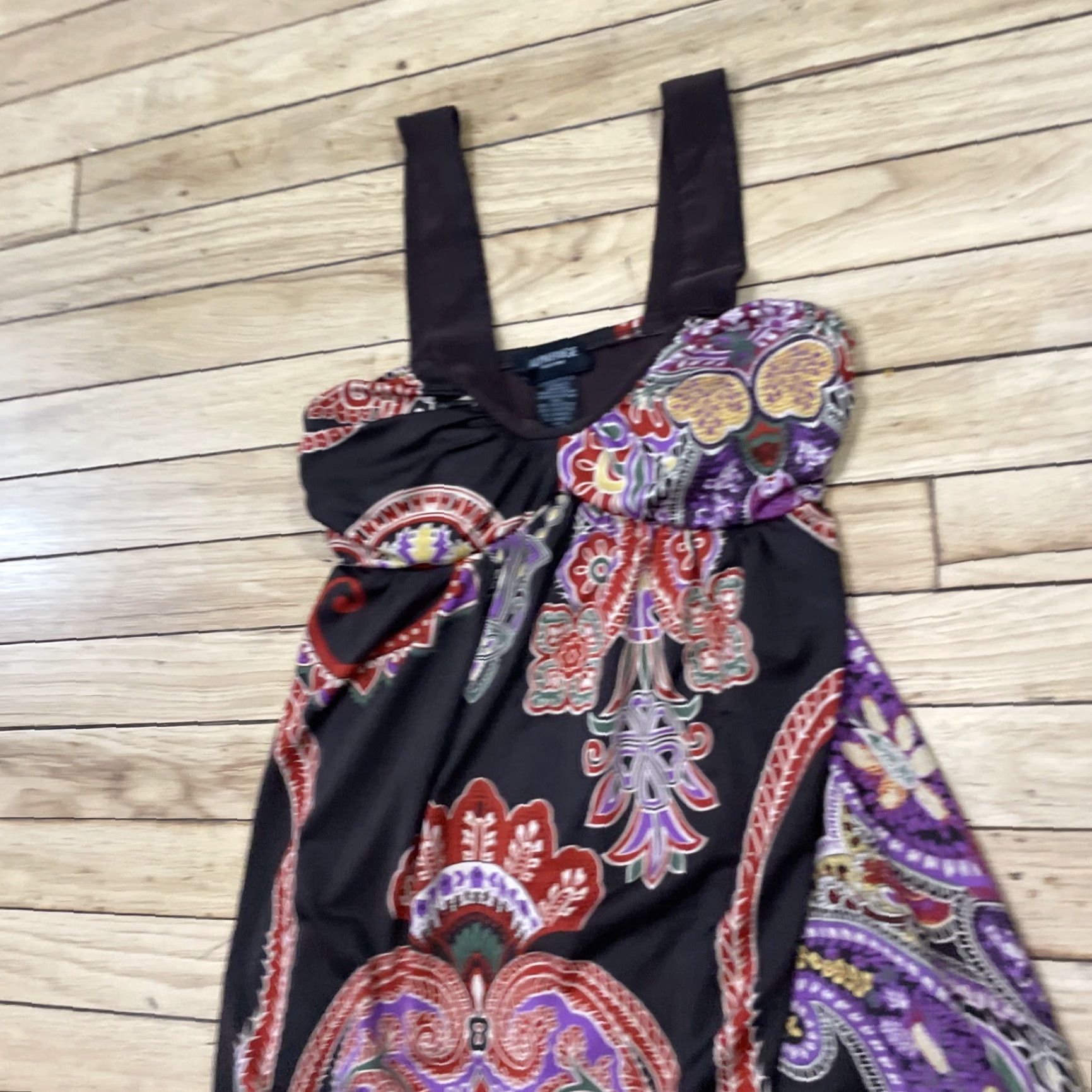 Paige VINTAGE ALYN PAIGE NY Paisley Maxi Dress Women S Y2k Stretchy Padded Boho Pink Tan Dress Size S / US 4 / IT 40 - 4 Thumbnail