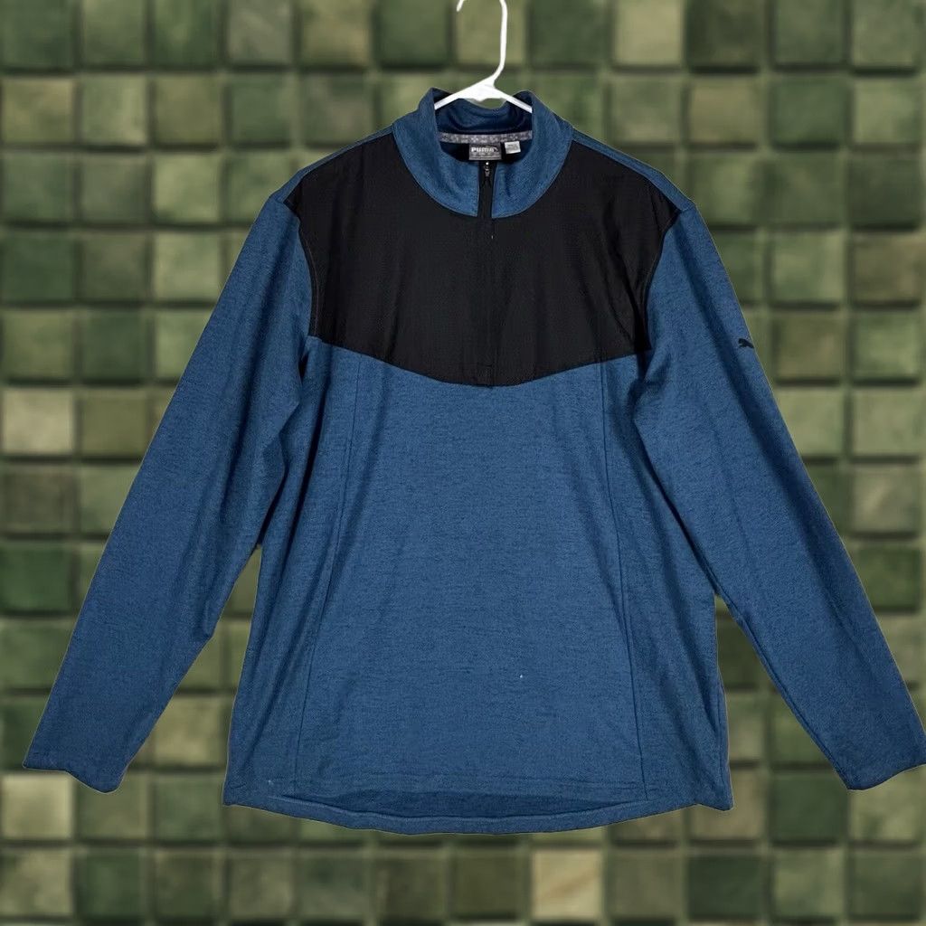 Puma Puma Mens 1/4 Zip Pullover Sweatshirt Blue Long Sleeve Shirt Gym Run Size M Size US M / EU 48-50 / 2 - 1 Thumbnail