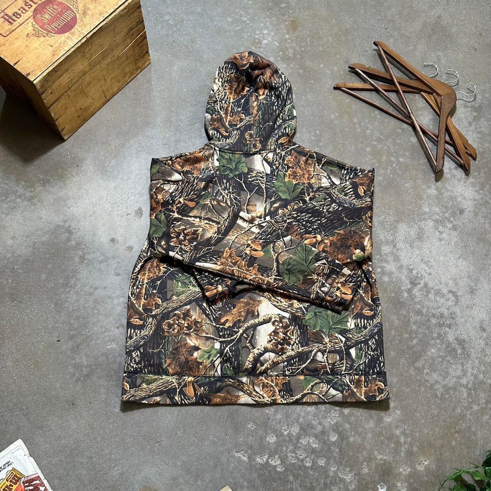 Hanes Vintage Camouflage Zip Up Hoodie Camo Brown Boxy Sweatshirt Size US L / EU 52-54 / 3 - 2 Thumbnail