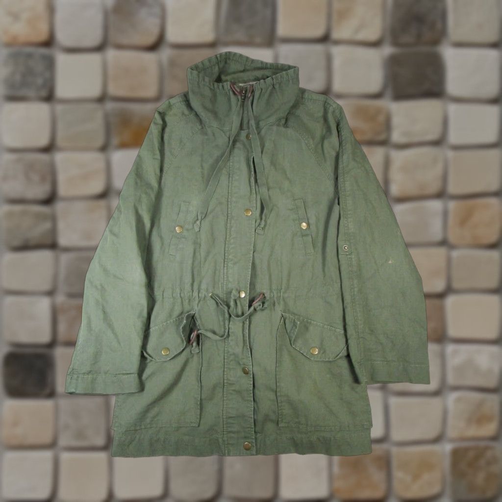 Cotton On VINTAGE Cotton Womens Parka Jacket Long Sleeve Solid Green Medium Canvas 90s Womens Size L / US 10 / IT 46 - 1 Thumbnail