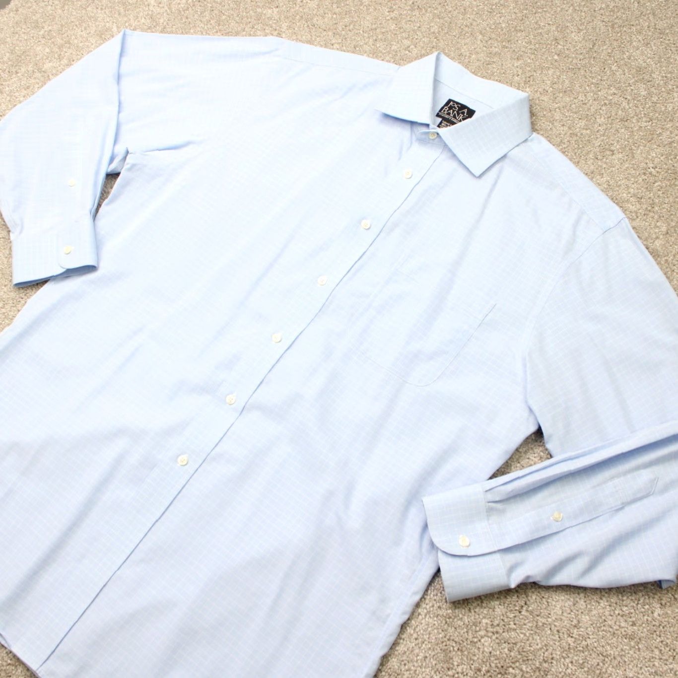 Jos. A. Bank Jos A Bank Shirt Mens 16 1/2, 33 Blue Traveler's Tailored Fit Cotton Long Sleeve Dress Shirt Regular Blue Mens Size US XL / EU 56 / 4 - 3 Thumbnail