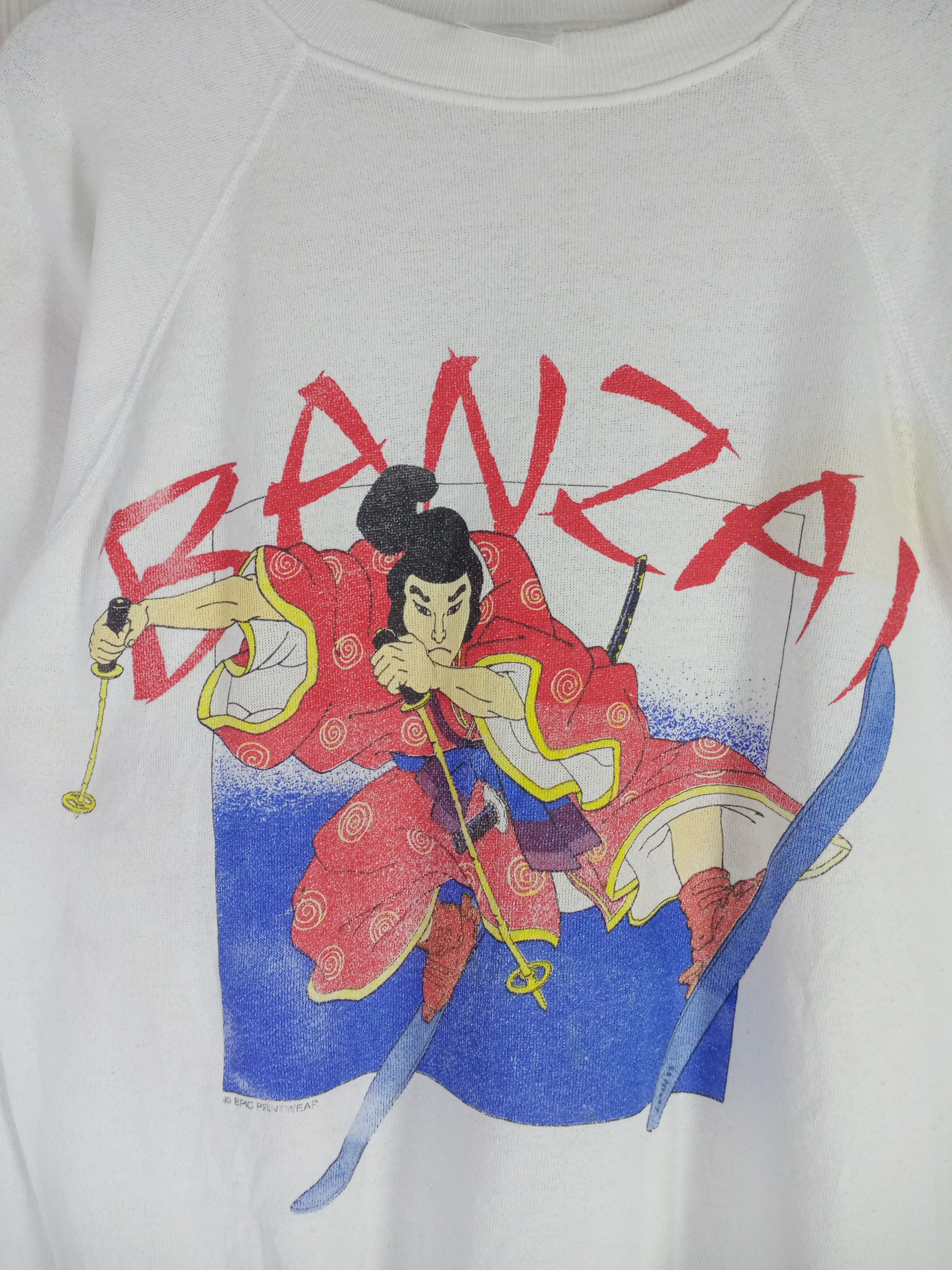 Anime × Japanese Brand × Vintage Very Rare Vintage 80s BANZAI Samurai Sweatshirt Size US L / EU 52-54 / 3 - 2 Thumbnail