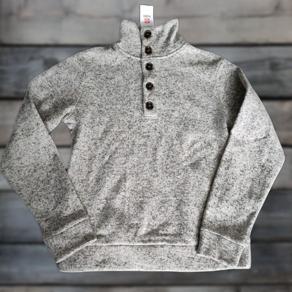 Vintage H 2H Mens S Cream Gray Marled Knit Pullover Sweater 1/4 Button Mock Neck NWT S Size US S / EU 44-46 / 1 - 1 Thumbnail