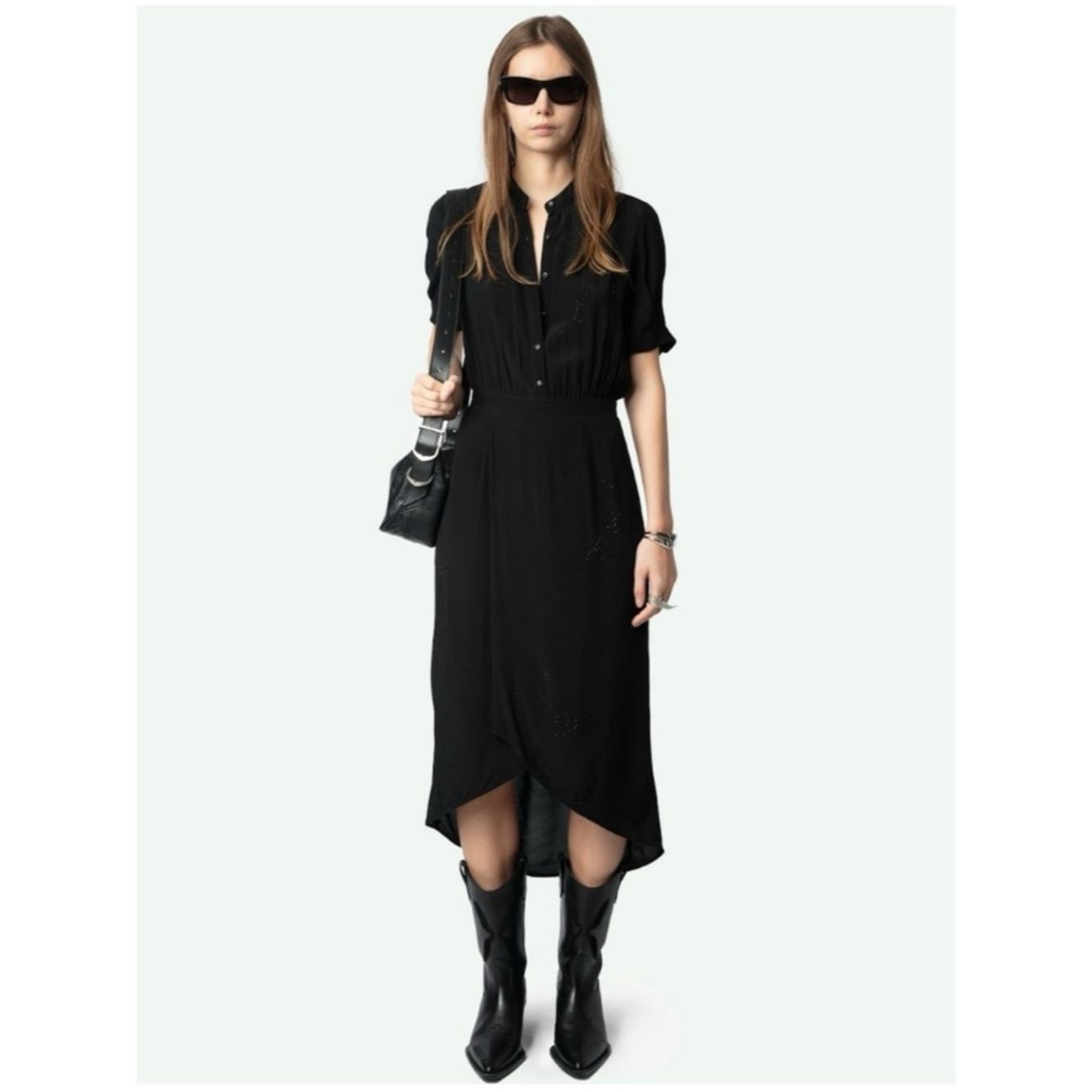 Zadig & Voltaire Zadig & Voltaire Rimaz Soft Strass Faux Wrap Shirt Dress Bl Size S / US 4 / IT 40 - 1 Thumbnail