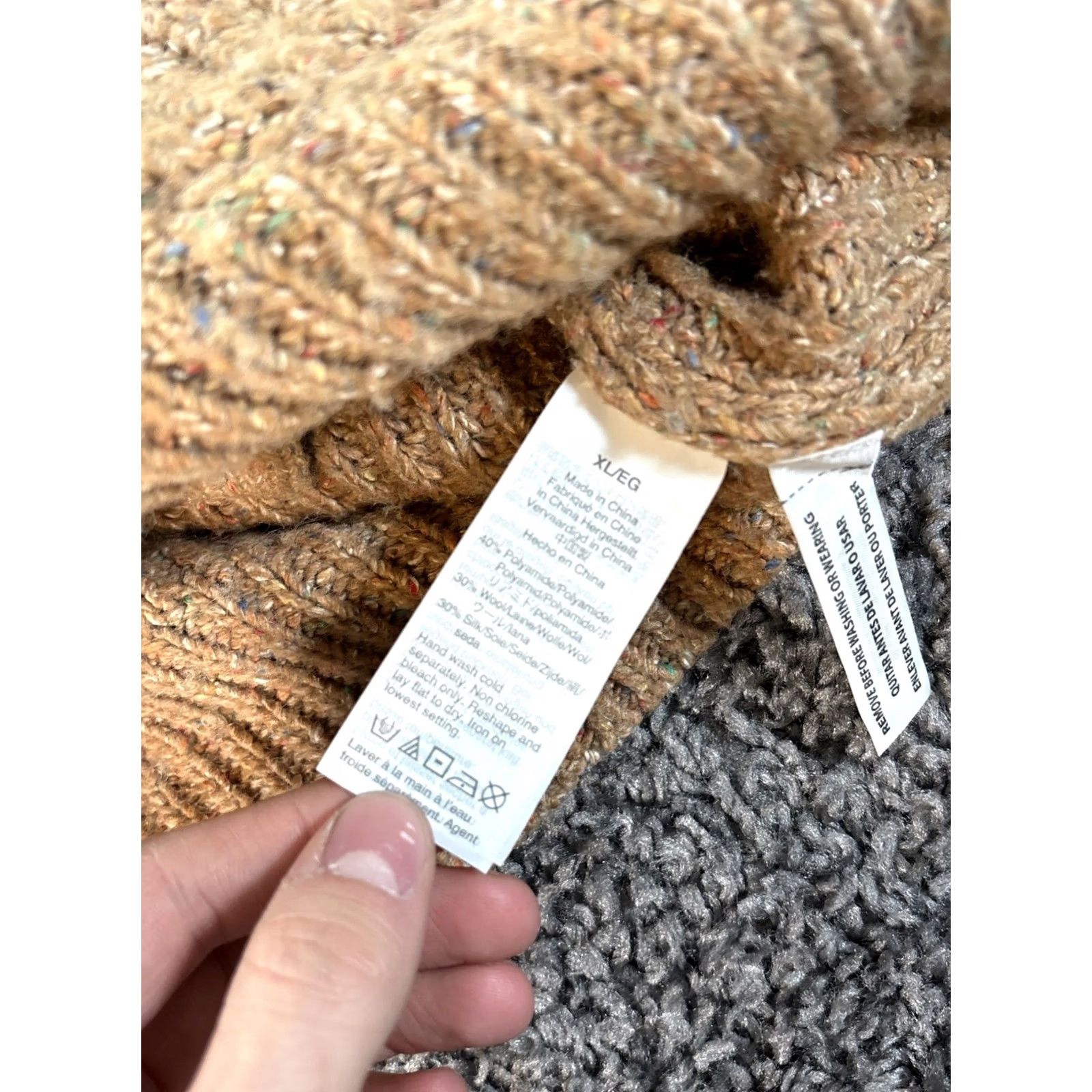 Madewell Madewell Cardigan Sweater Womens XL Beige Chunky Knit Wool Vneck Speckled Button Pockets Size XL / US 12-14 / IT 48-50 - 5 Thumbnail
