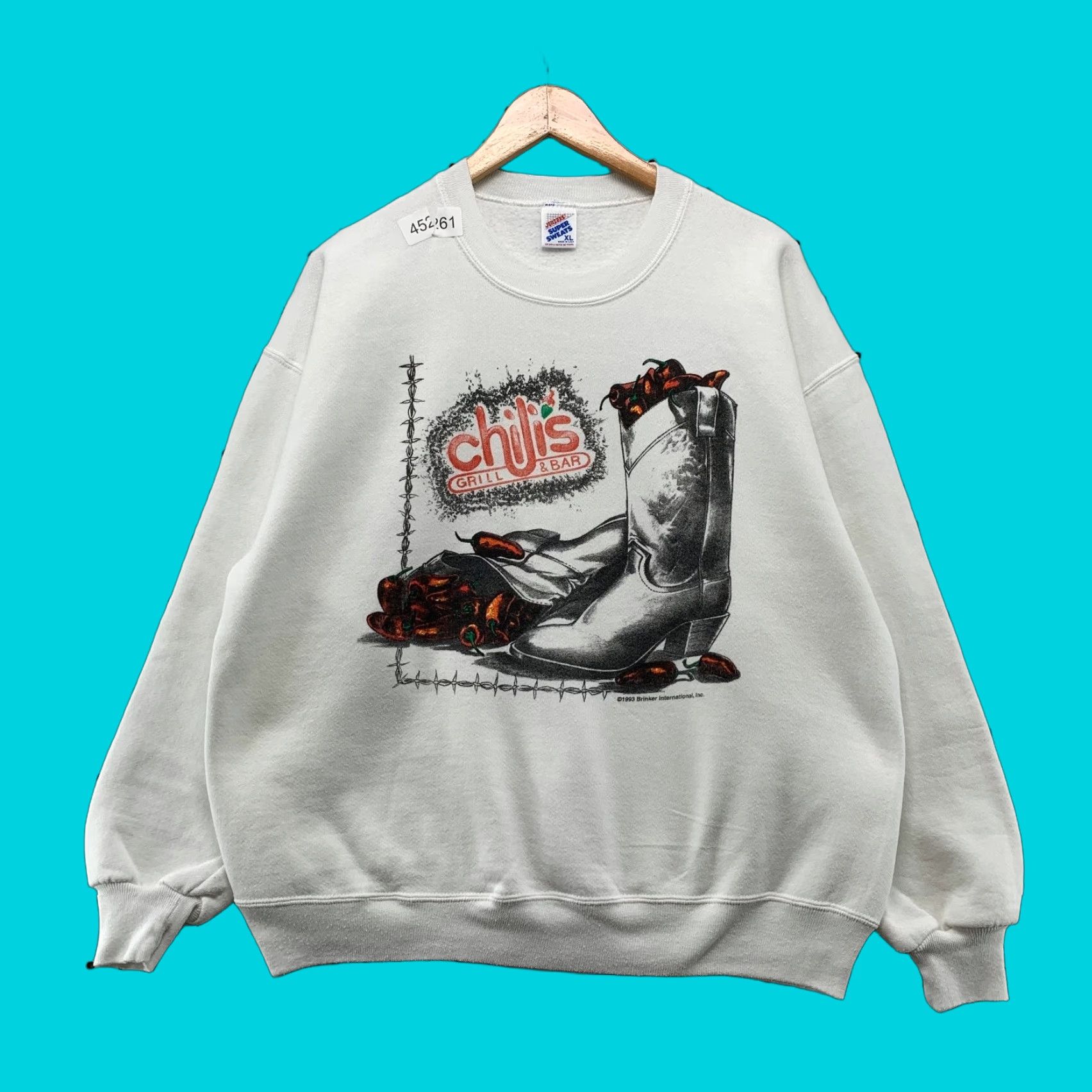Jerzees VINTAGE Jerzees Sweatshirt Mens XL White Bar Grill Cowboy Boot 90s Made USA Size US XL / EU 56 / 4 - 1 Thumbnail