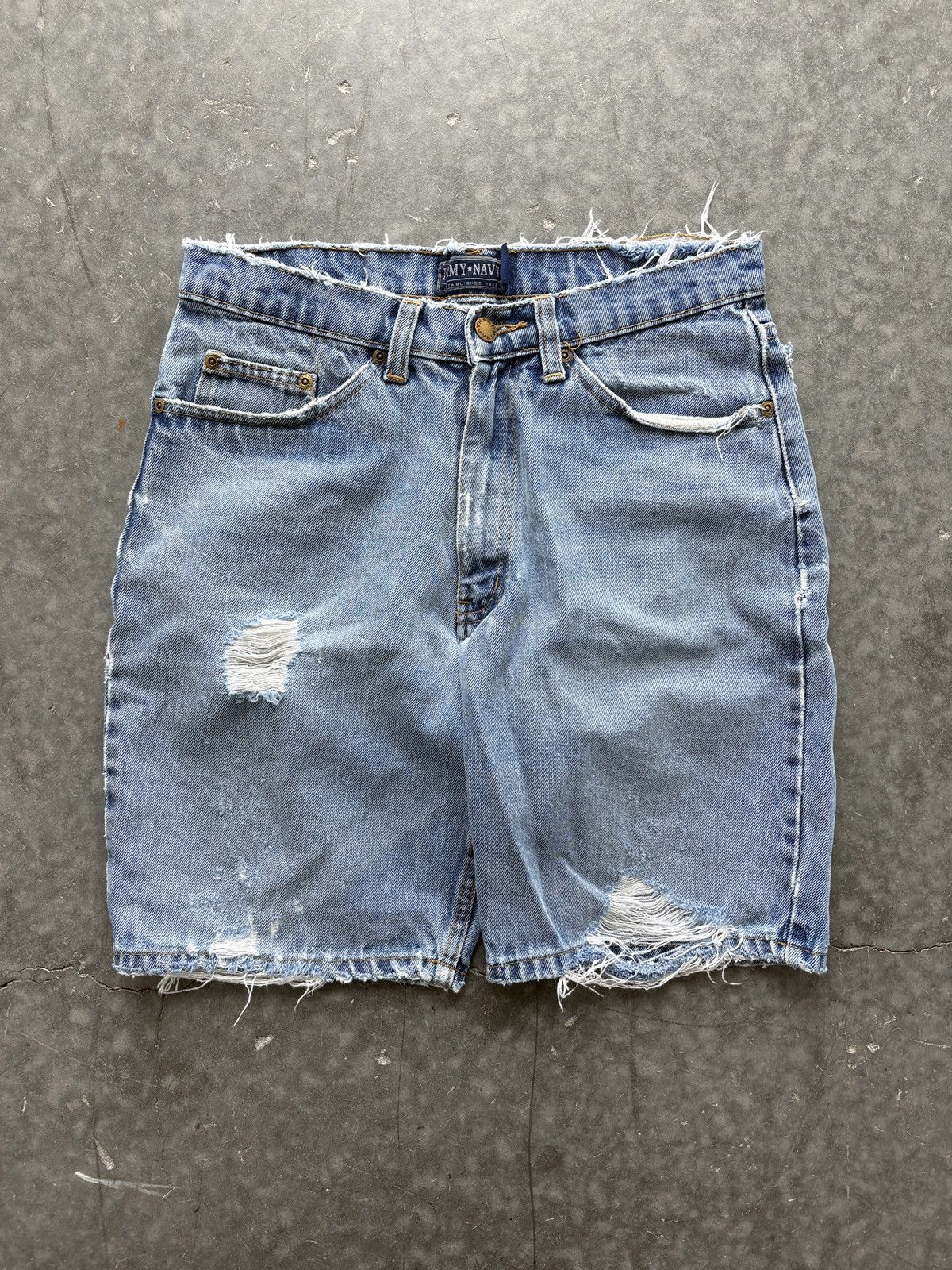 Vintage Y2K Army and Navy Denim Jean Shorts Distressed 29”