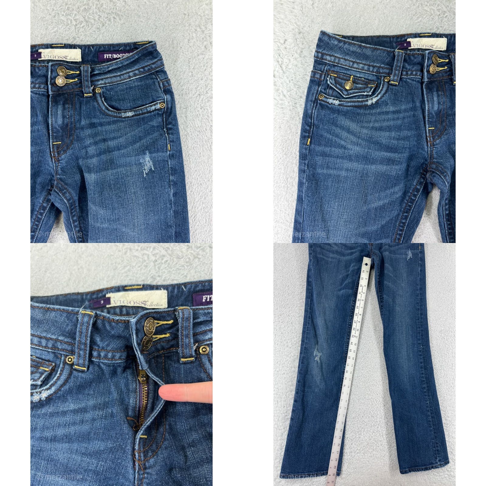 VIGOSS Womens Jeans Bootcut 3 Blue Denim Stretch Low Rise Cotton Vintage Girl