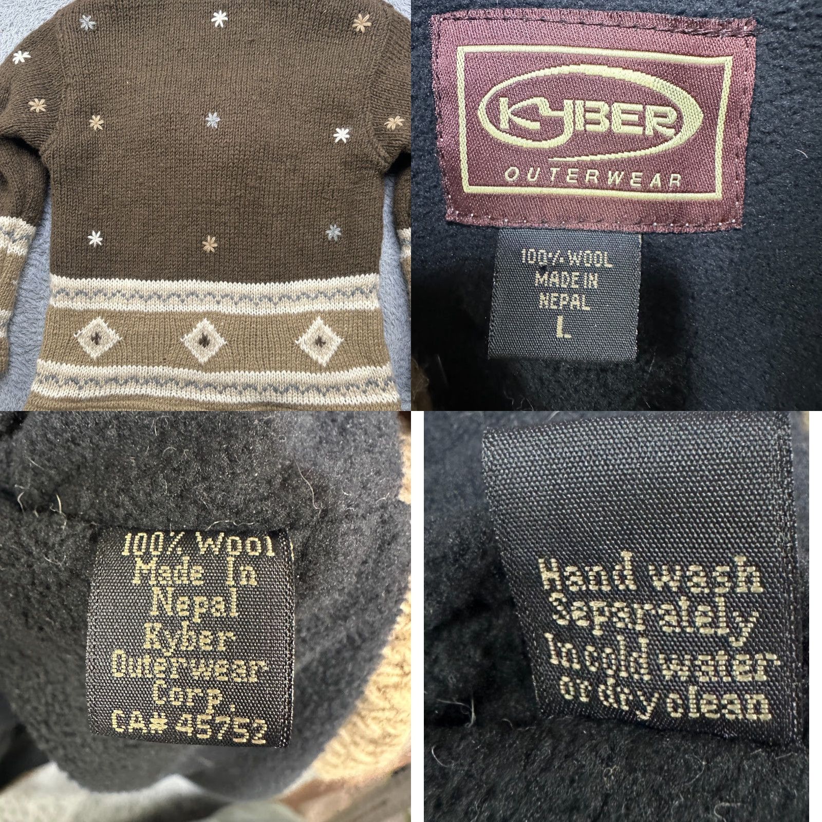 Vintage Kyber Jacket Large Brown Moose Pattern Hooded Wool Knit Zip Jacket Mens Size US L / EU 52-54 / 3 - 8 Thumbnail