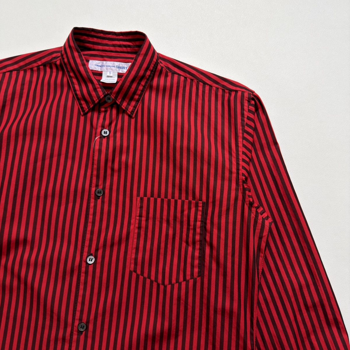 Comme des Garcons Over Dyed Red/Black Striped Shirt Size US S / EU 44-46 / 1 - 7 Thumbnail