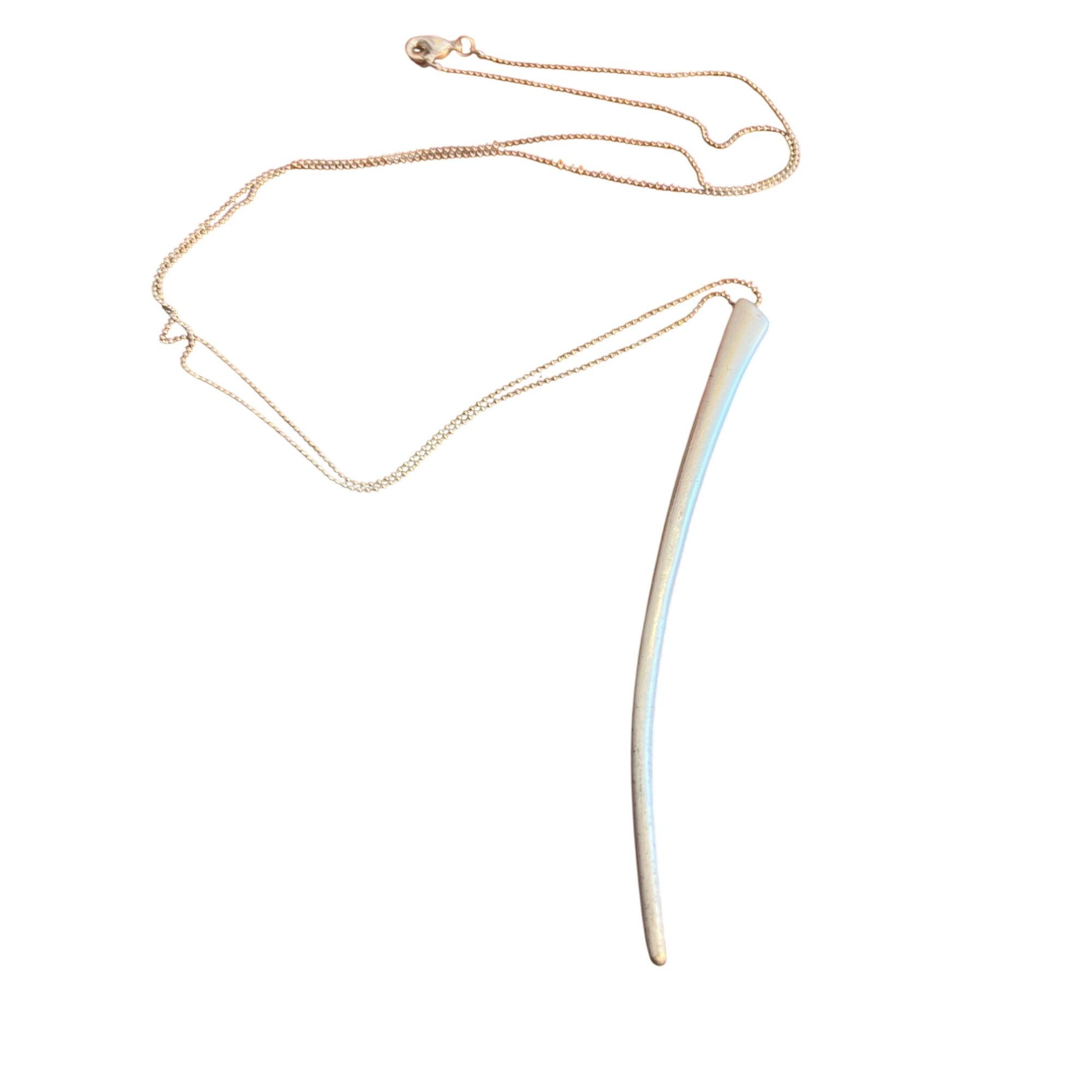 Other Silver Tone Ball Chain Necklace Sleek Pendant Long Horn Claw Size ONE SIZE - 1 Thumbnail
