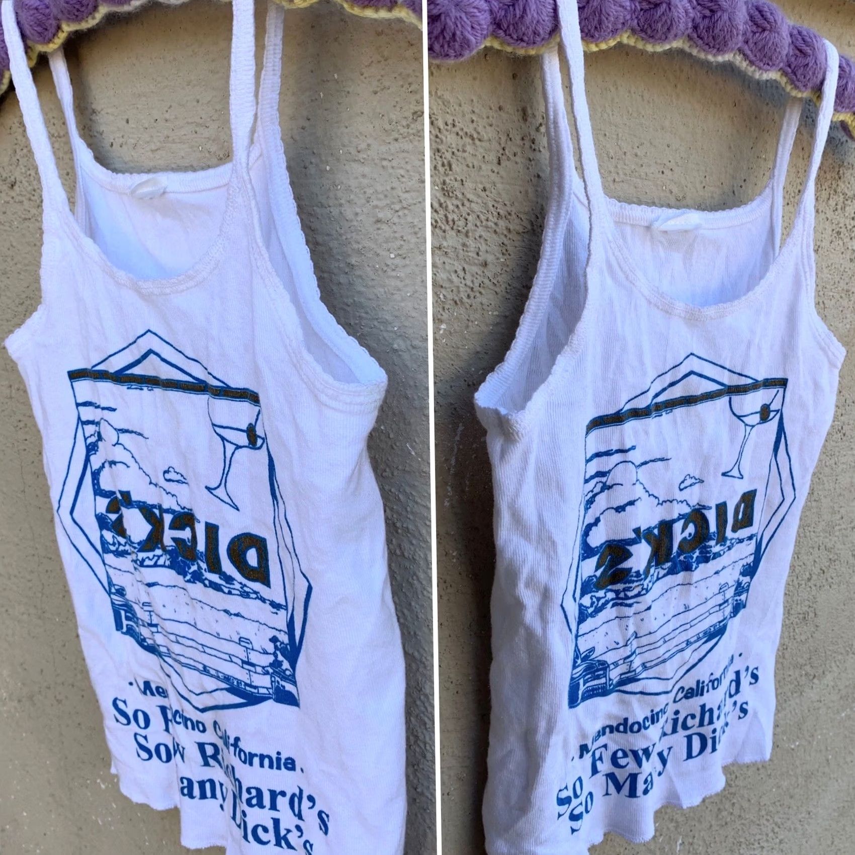 Vintage VINTAGE Dick’s Mendocino California So Few Richards So Many Dicks Graphic Tank Top XS White Women Size XS / US 0-2 / IT 36-38 - 2 Thumbnail