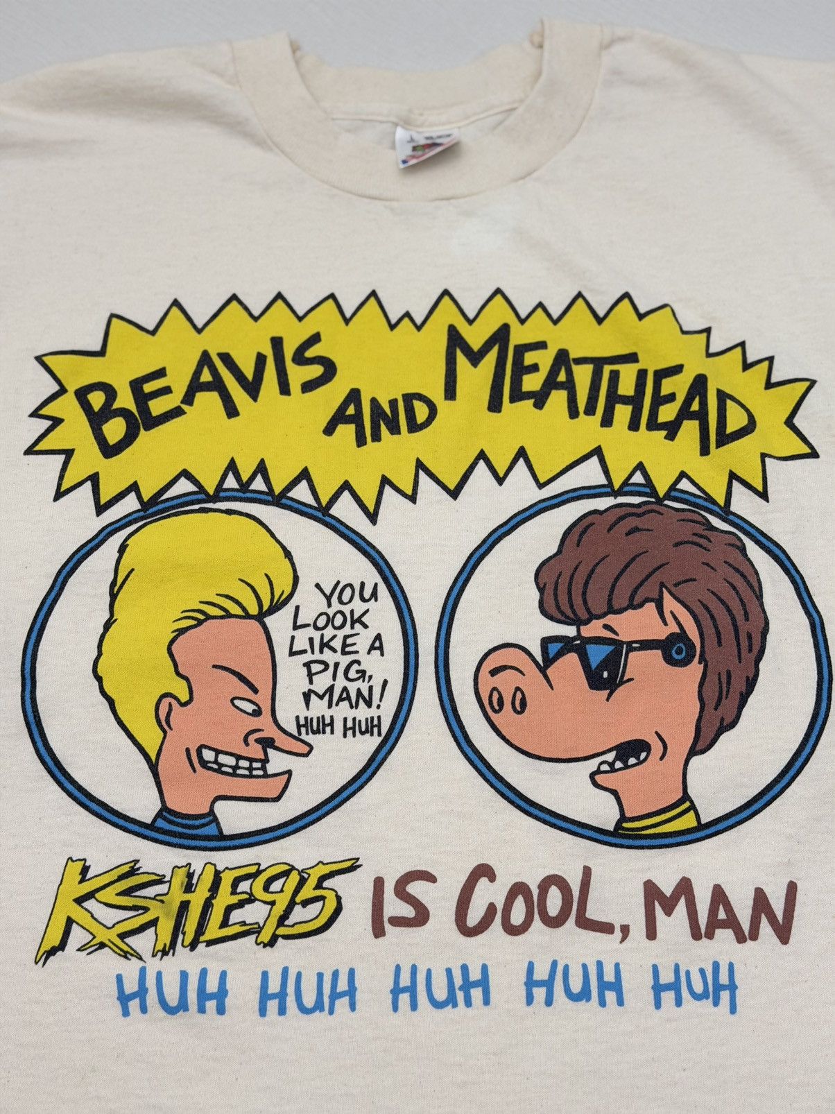 Fruit Of The Loom Vintage 90s Beavis And Meathead Rare Large KSHE95 Radio Tee Size US L / EU 52-54 / 3 - 3 Thumbnail