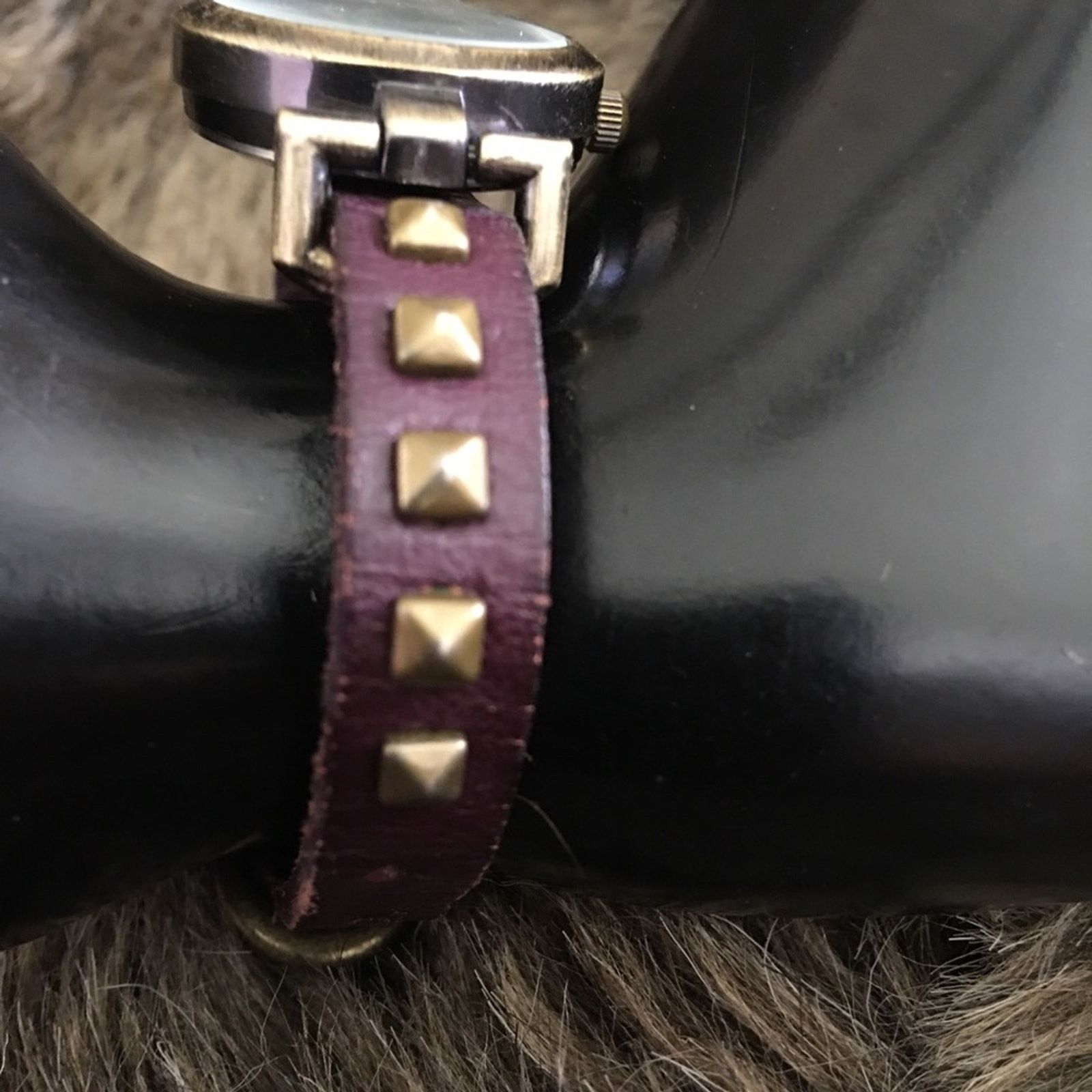 Jewelry Ladies Elephant brown studded leather band watch Size ONE SIZE - 6 Thumbnail