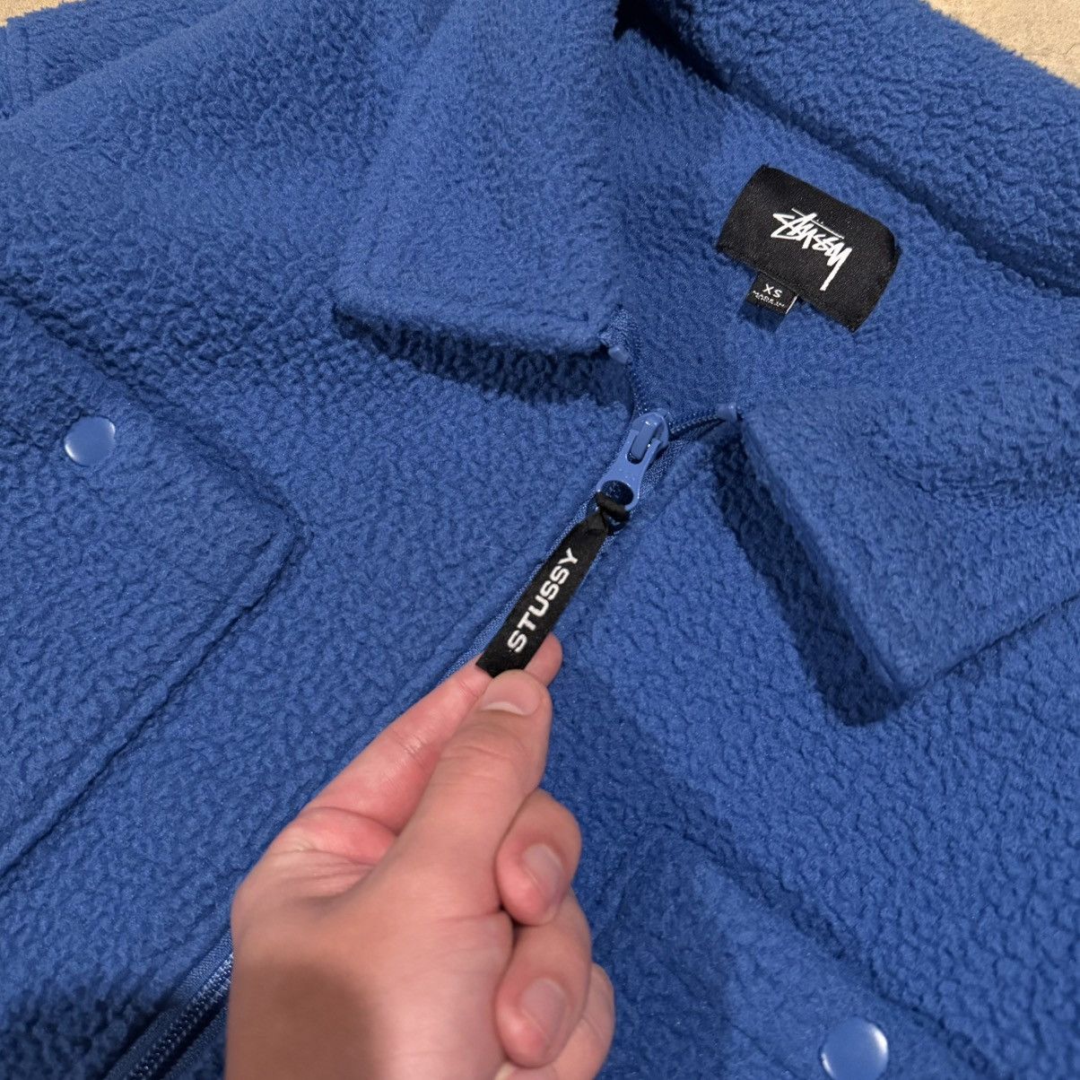 Stussy Vintage Stussy Polar Fleece Deep Pile Zip Shirt Jacket Blue Size US M / EU 48-50 / 2 - 6 Thumbnail