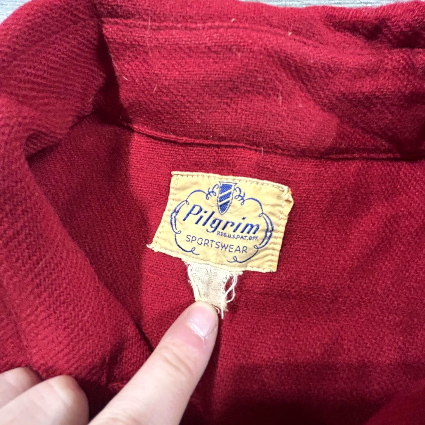 Vintage VINTAGE Pilgrim Shirt Mens Large Wool Twill Red Elbow Patch 50s USA Button-Up Size US L / EU 52-54 / 3 - 5 Thumbnail