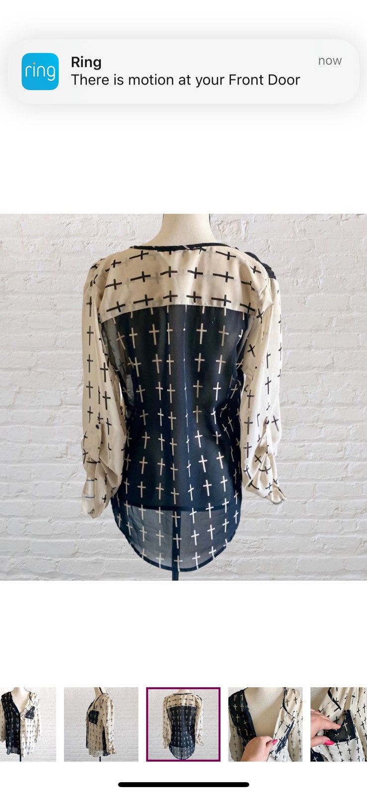 Other DEEP PLUNGE CROSS PRINT PULLOVER BLOUSE TOP Size M / US 6-8 / IT 42-44 - 3 Thumbnail