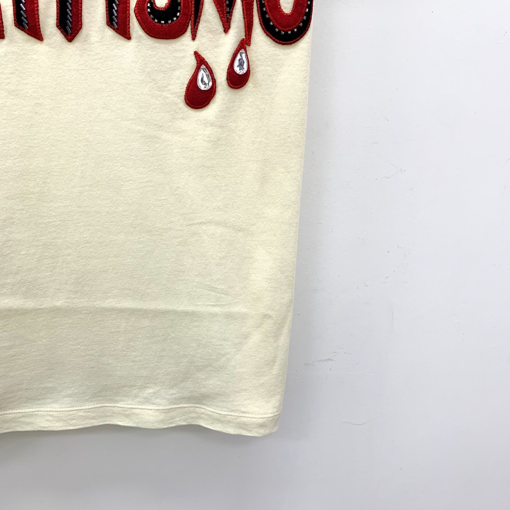 Gucci Gucci Beige Logo "Spiritismo" Rhinestone Cotton Short-Sleeve Size S / US 4 / IT 40 - 6 Thumbnail