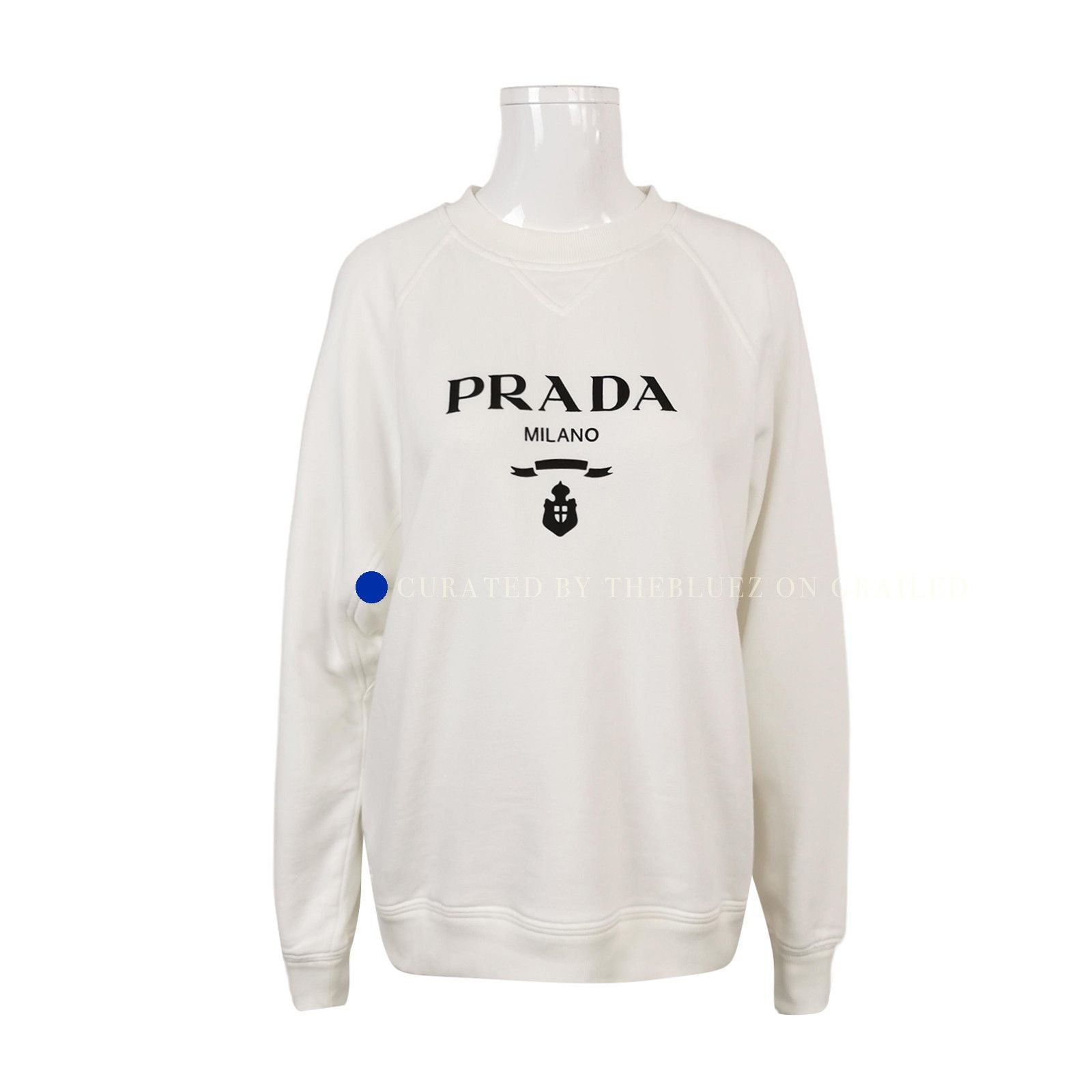 Prada Classic White Logo Crewneck Sweatshirt Size US S / EU 44-46 / 1 - 1 Thumbnail