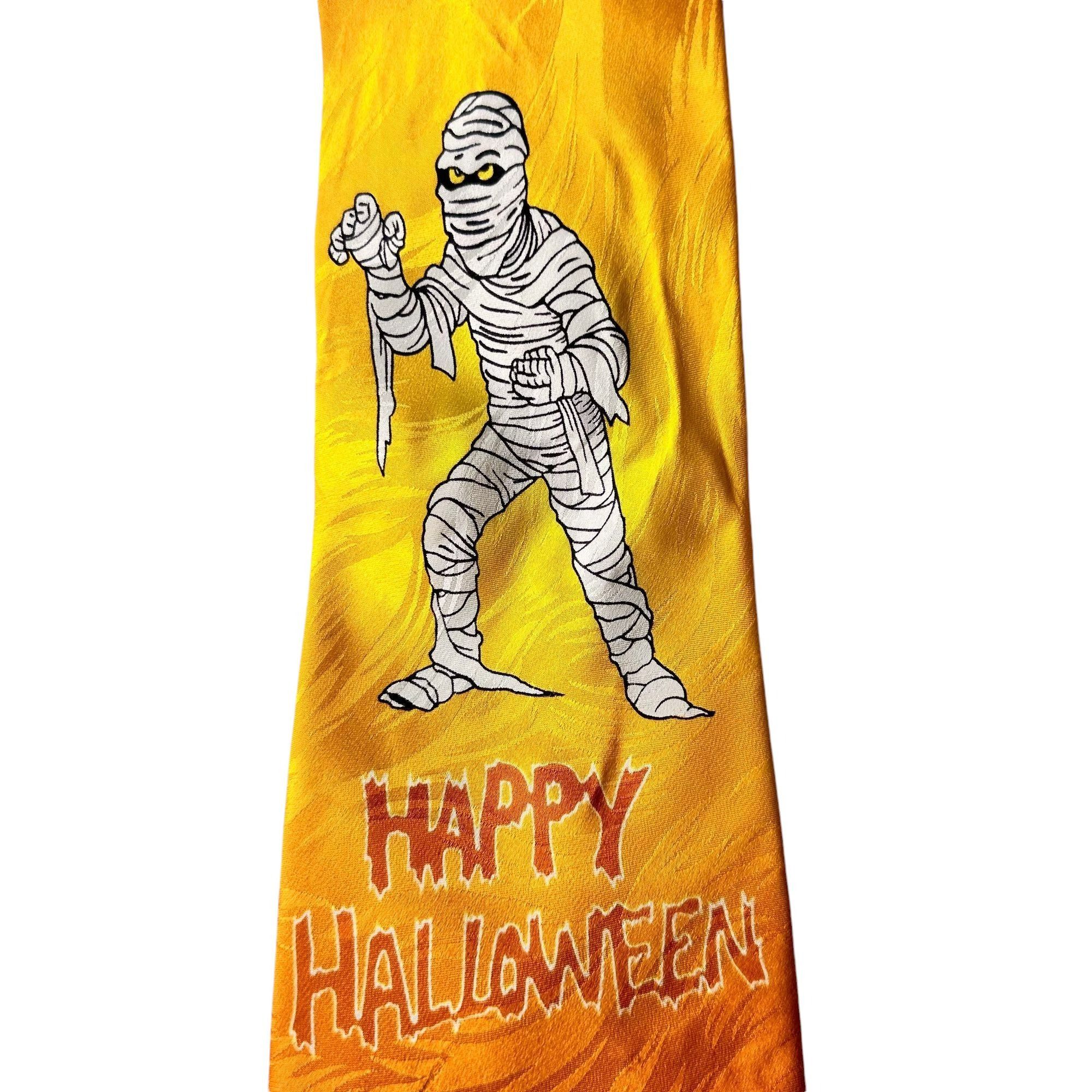Handmade × Vintage Happy Halloween Mummy Necktie Vintage Keith Daniels Silk Tri Size ONE SIZE - 6 Thumbnail
