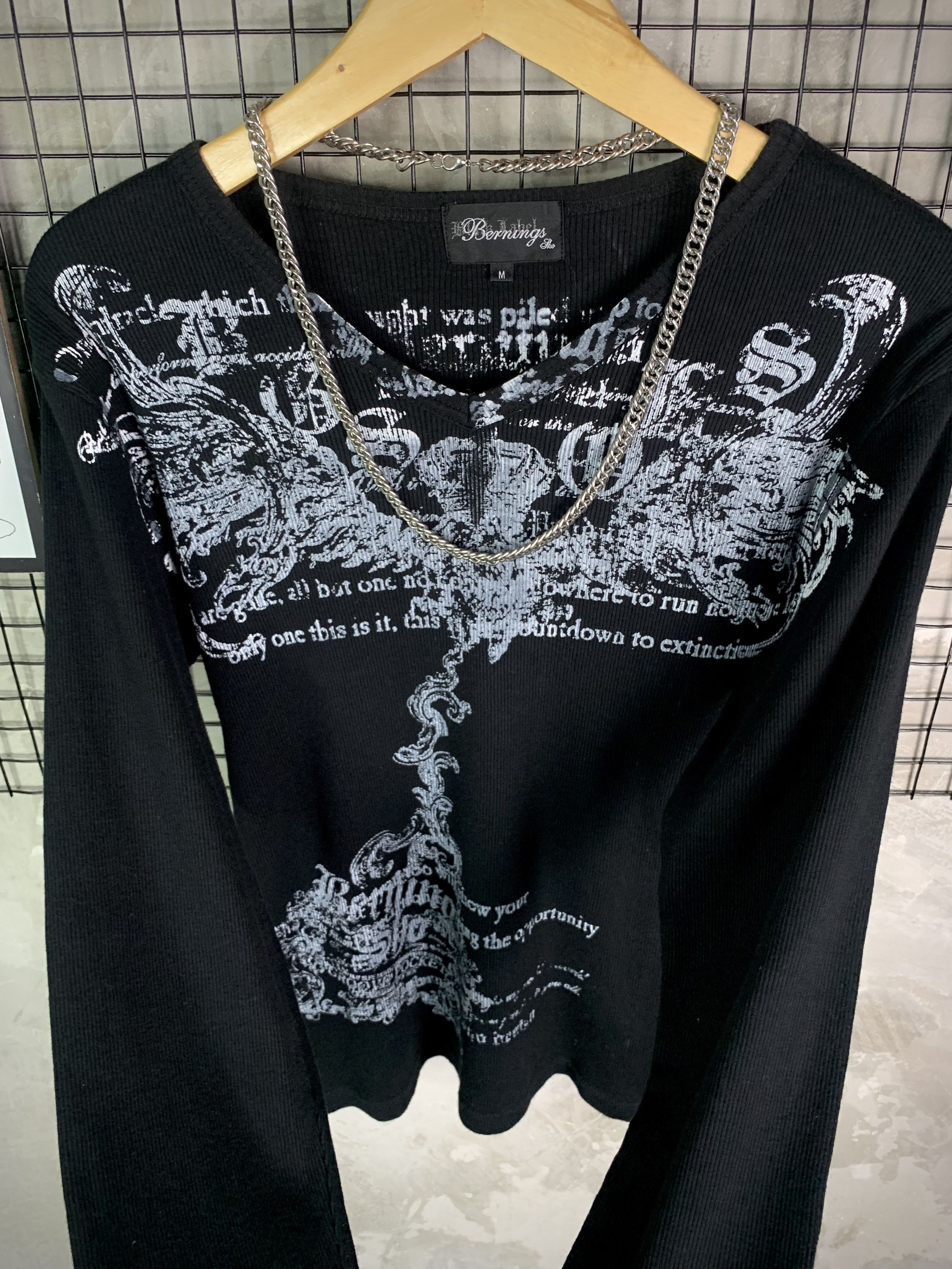 BERNINGS SHO Y2K Bernings Sho Cyber Goth Poem Thermal Long Sleeve Size US M / EU 48-50 / 2 - 5 Thumbnail