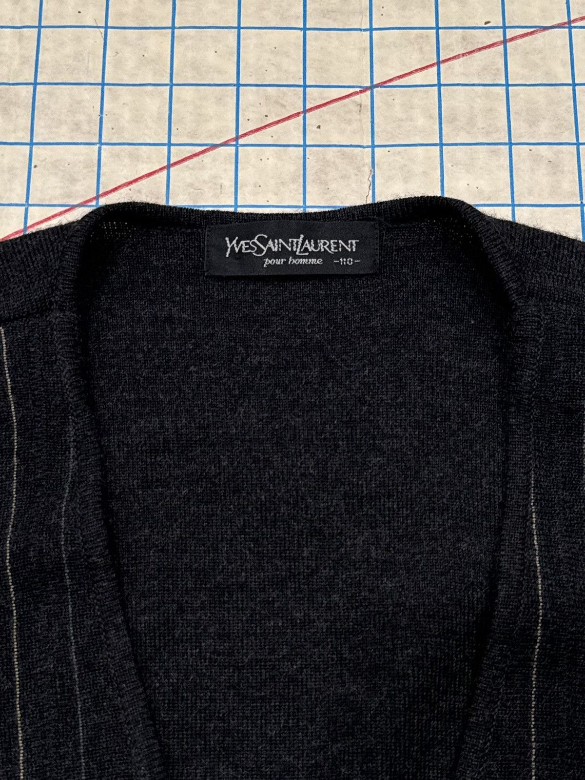 Yves Saint Laurent Vintage Yves Saint Laurent pour homme Pin Striped Knit Vest Size 42R - 3 Thumbnail