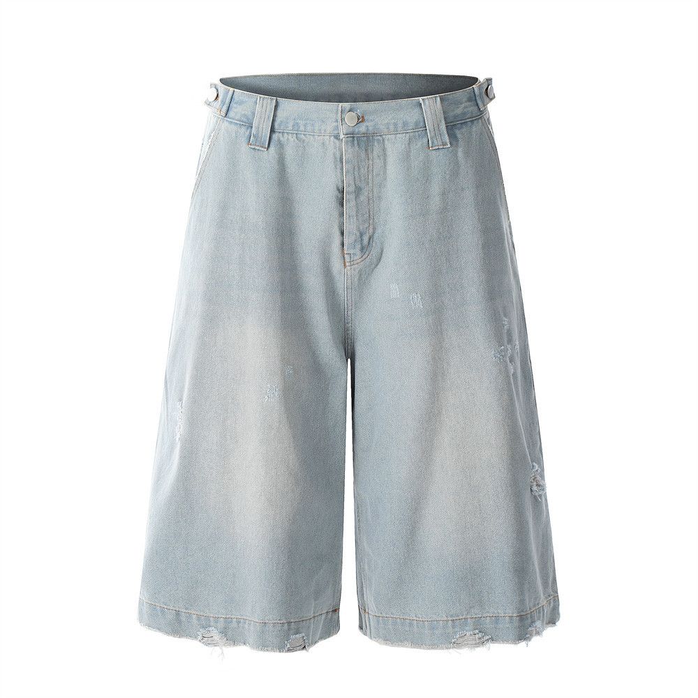 Japanese Brand × Jean Men's loose retro all-match ripped washed denim shorts Size US 32 / EU 48 - 1 Thumbnail