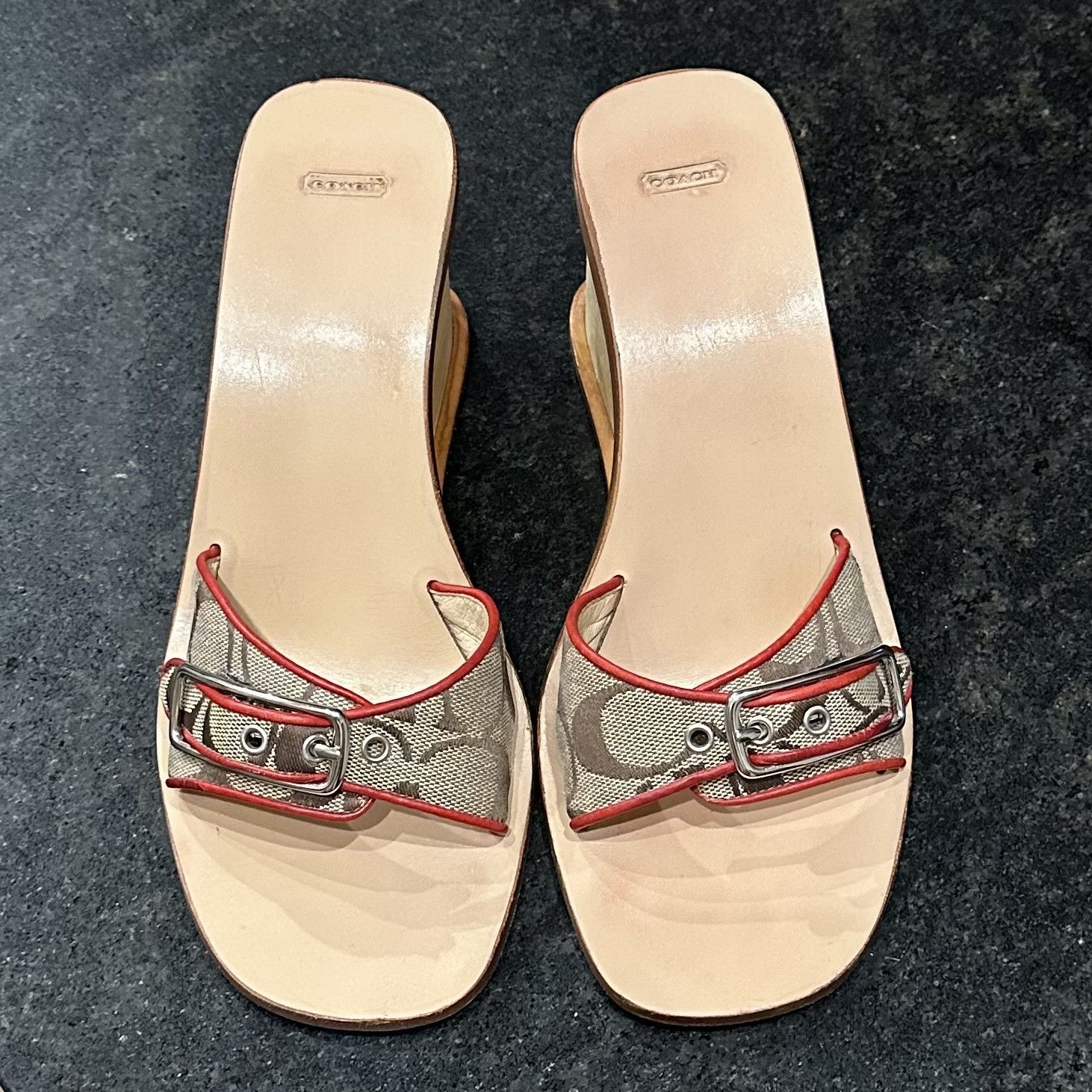 Coach *Vintage 1999* COACH Honey A2 Wooden Platform Wedge Mule Size US 7.5 / IT 37.5 - 3 Thumbnail