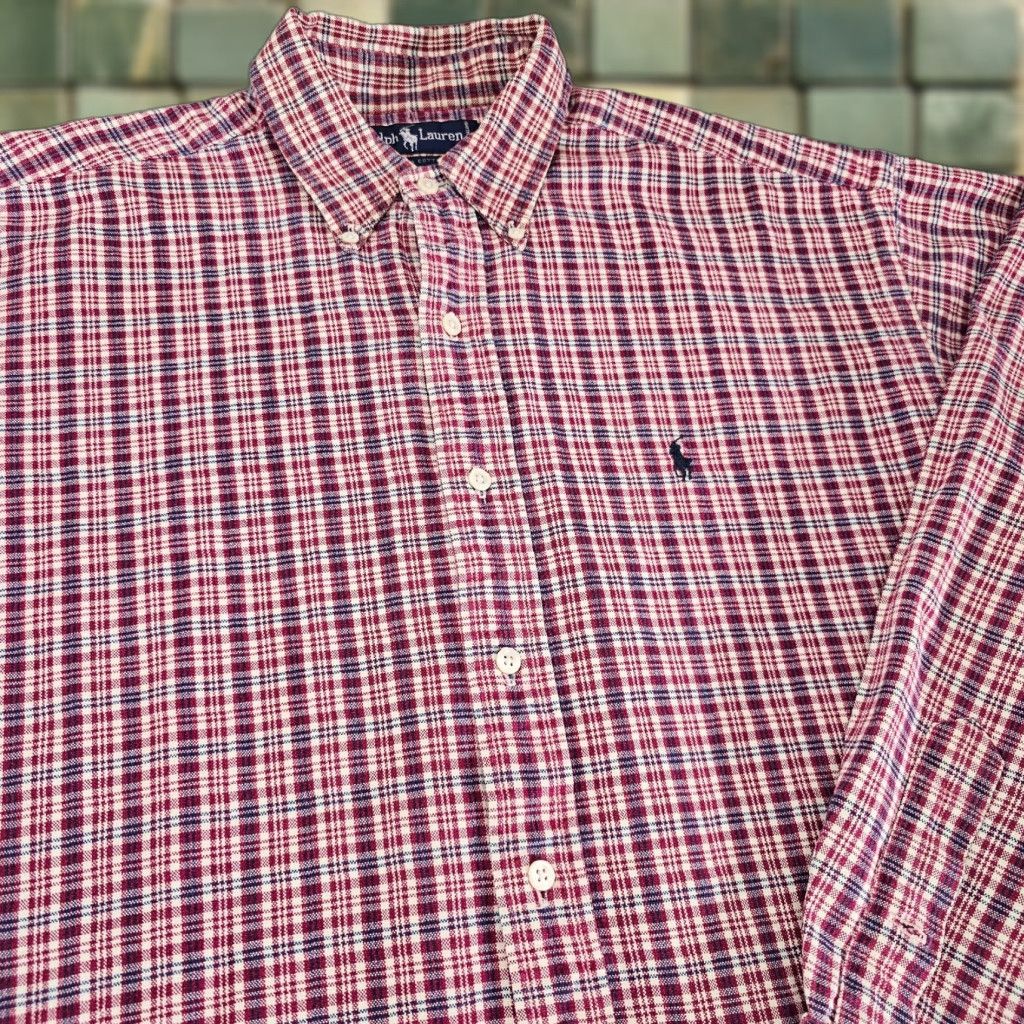 Ralph Lauren Ralph Lauren Shirt Mens Medium Red Plaid Heavy Knit Long Sleeve Button Up Pony Size US M / EU 48-50 / 2 - 1 Thumbnail