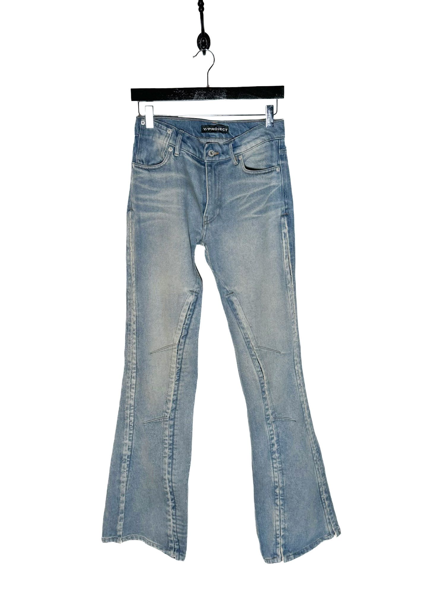 Y/Project Y/Project Washed Blue Hook-And-Eye Flare Jeans Size 25" / US 0 / IT 36 - 1 Thumbnail