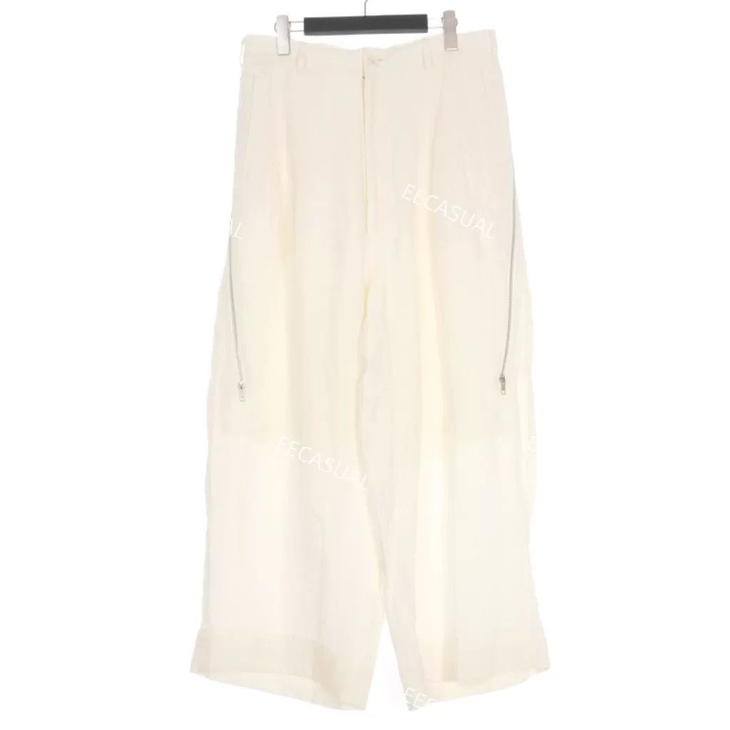 Ground Y Yohji Yamamoto White Linen Wide-Leg Pants Size 27" / US 4 / IT 40 - 1 Thumbnail