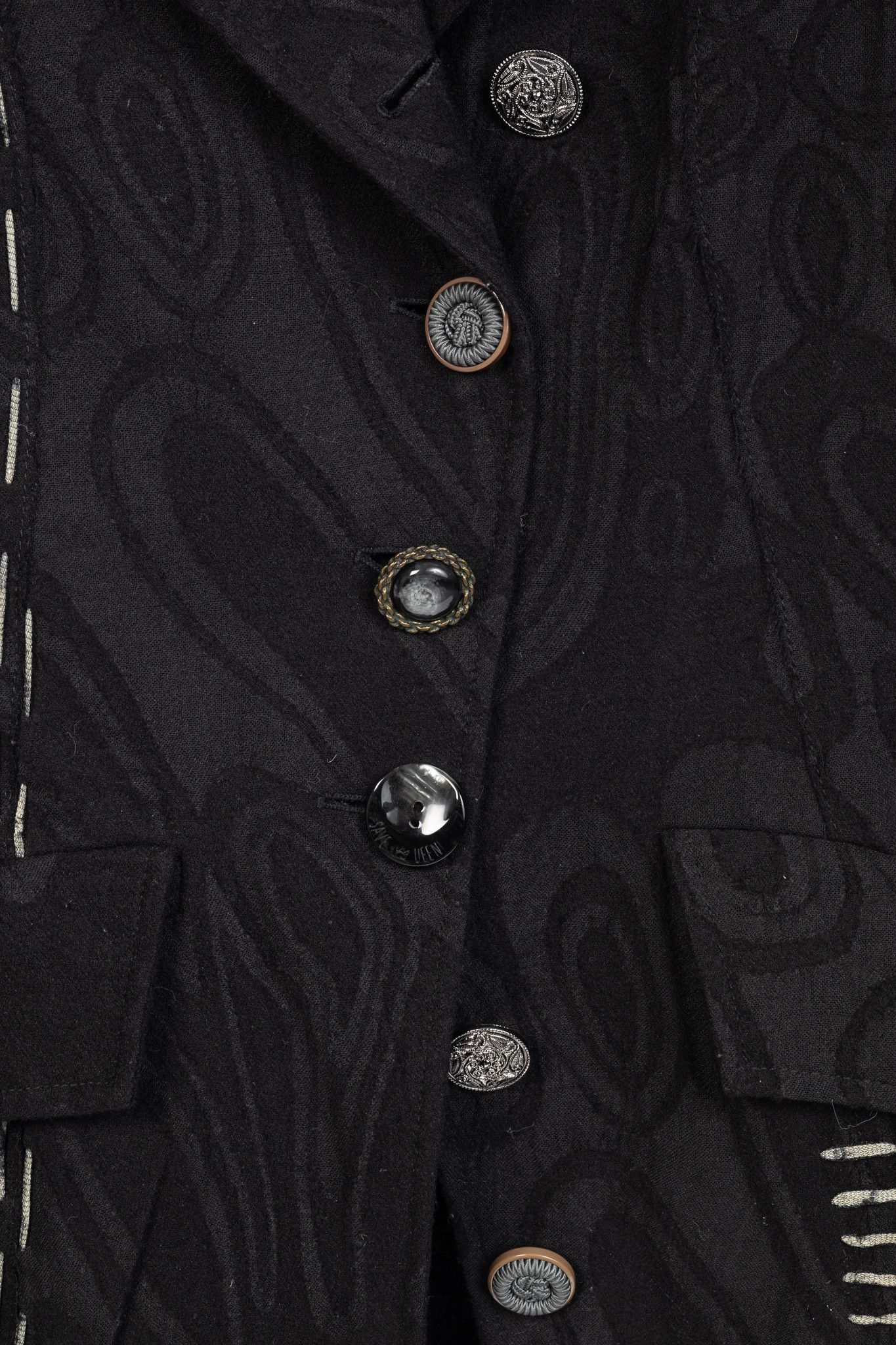 Other Save the Queen Black Wool-Jacquard Coat Size M / US 6-8 / IT 42-44 - 8 Thumbnail