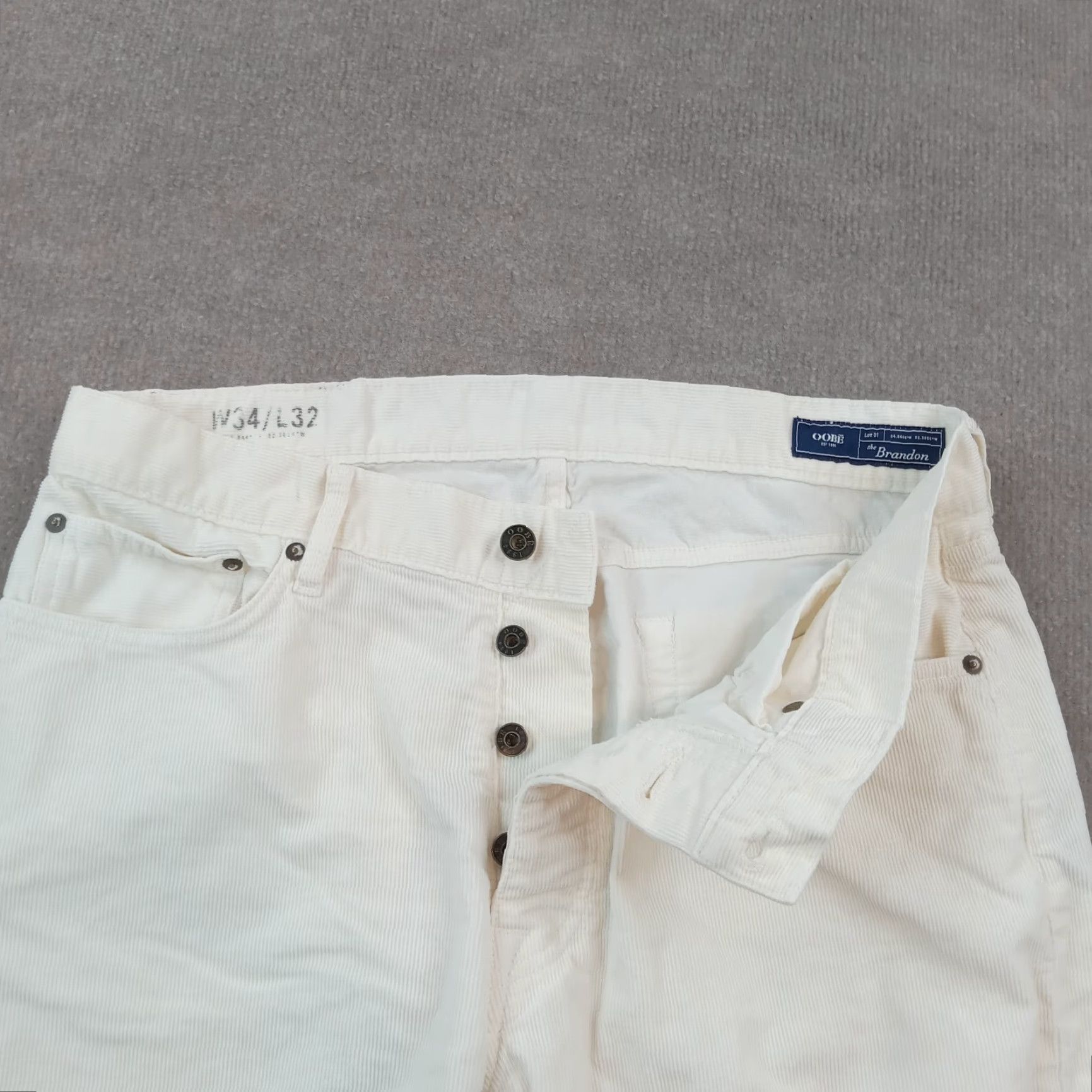 Vintage Oobe Mens Corduroy Pants 34x32 Extra Large Beige Straight Stretch Flat Front Size US 34 / EU 50 - 7 Thumbnail