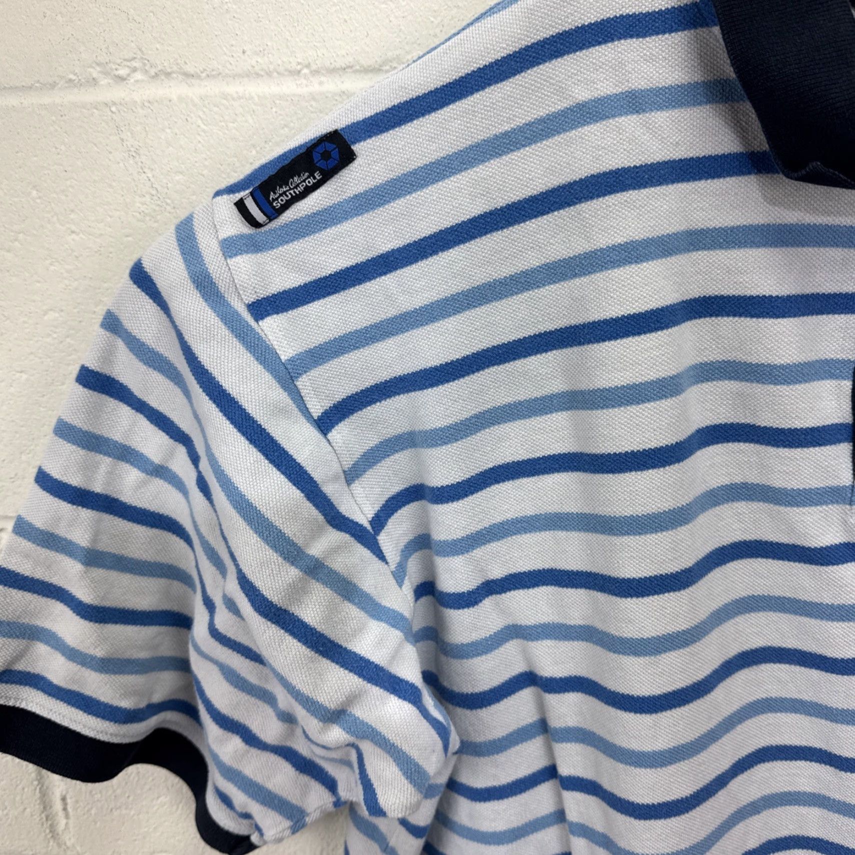 Southpole VINTAGE SouthPole Polo Shirt Men XL Blue White Striped 90s Hip Hop Casual Size US XL / EU 56 / 4 - 5 Thumbnail