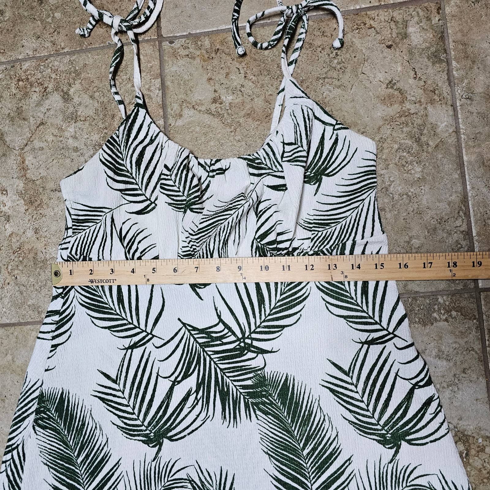 Topshop TopShop Mini Sundress Palm Leaf Pattern Tie Straps Size 8 Size M / US 6-8 / IT 42-44 - 8 Thumbnail