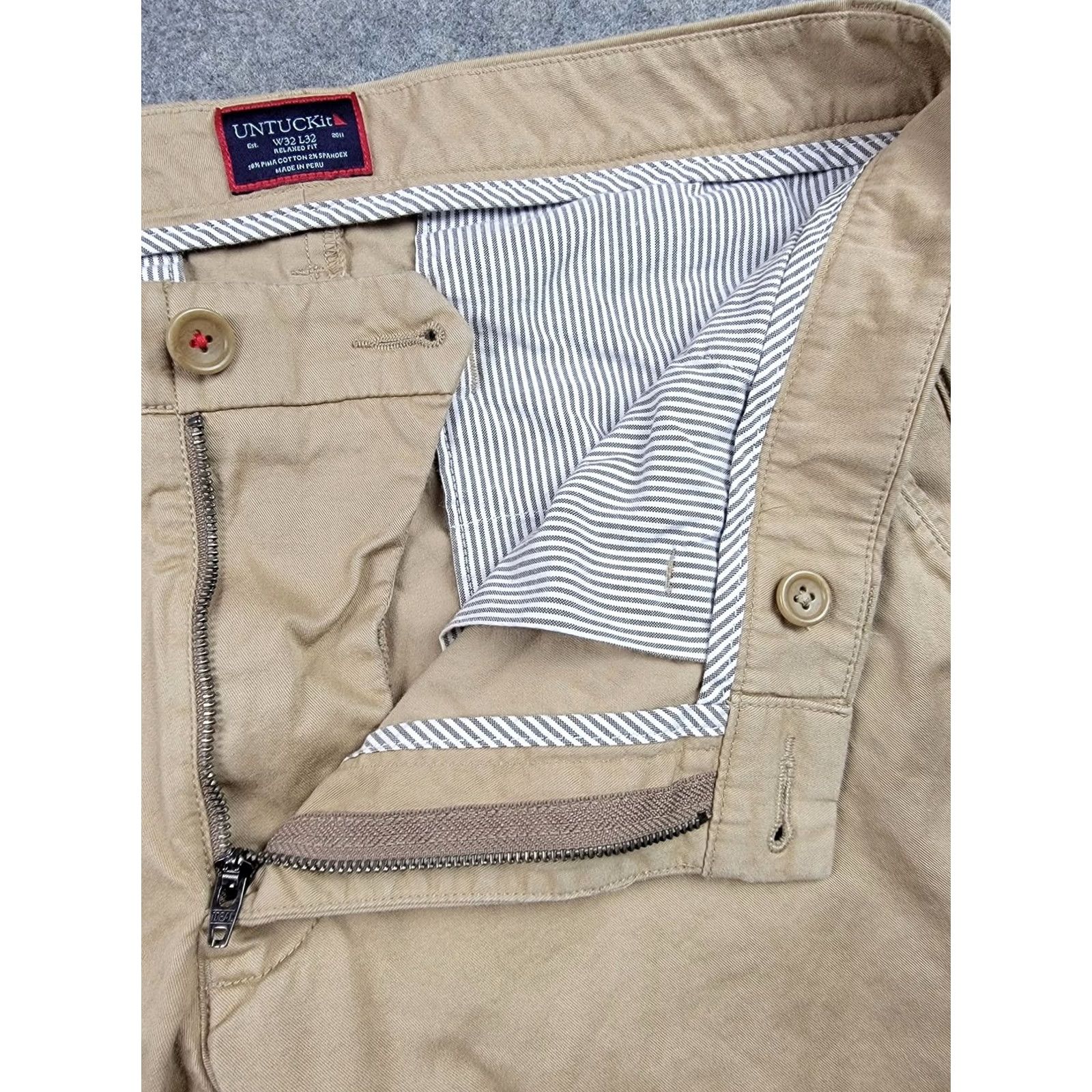 UNTUCKit UNTUCKit Chino Pants Mens 32x32 Tan Relaxed Fit Stretch Pima Cotton Casual Size US 32 / EU 48 - 5 Thumbnail