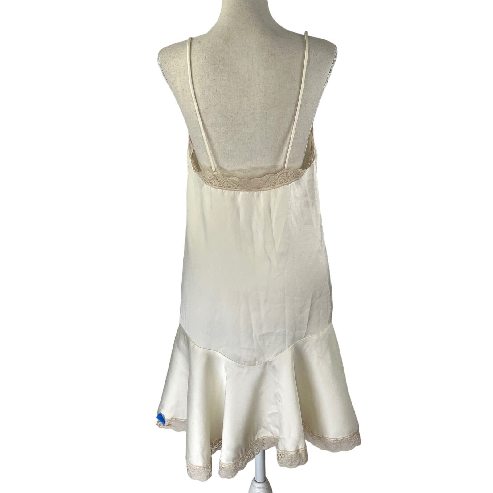 Vintage Vintage 80s Cream Slip Dress Lingerie Vegan Boudior Size M / US 6-8 / IT 42-44 - 6 Thumbnail