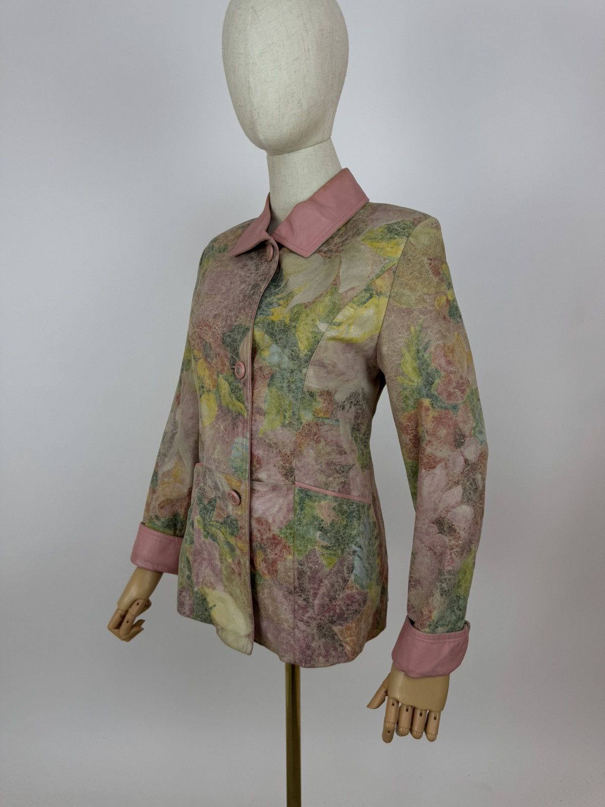 Other Vintage FRIITALA Jacket Floral Leather Coat Womens 90s Size M / US 6-8 / IT 42-44 - 3 Thumbnail