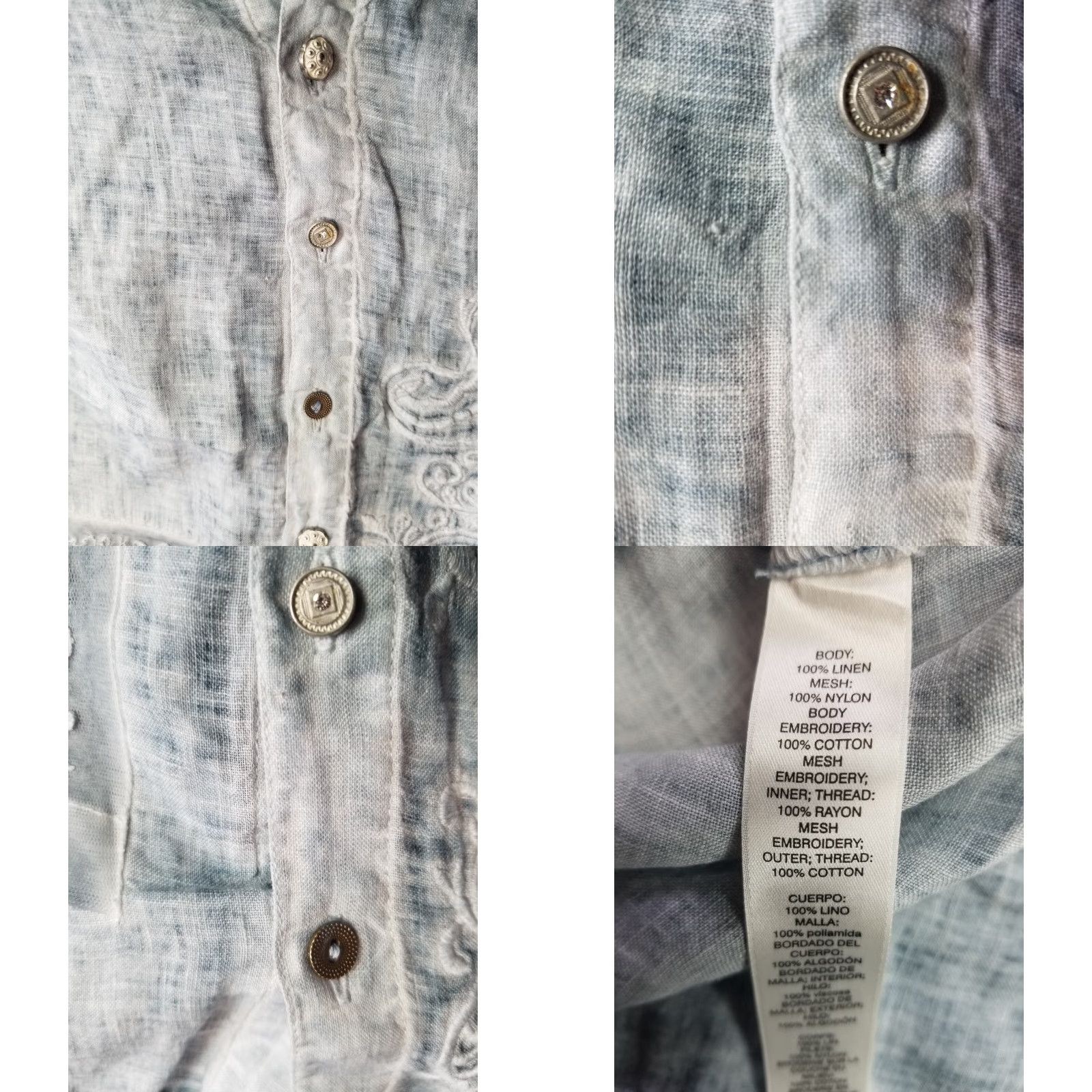 Vintage Chicos Button-Up Blouse 0 Small Linen Blue Lightweight Easter Back Detail Women Womens Size XS / US 0-2 / IT 36-38 - 8 Thumbnail