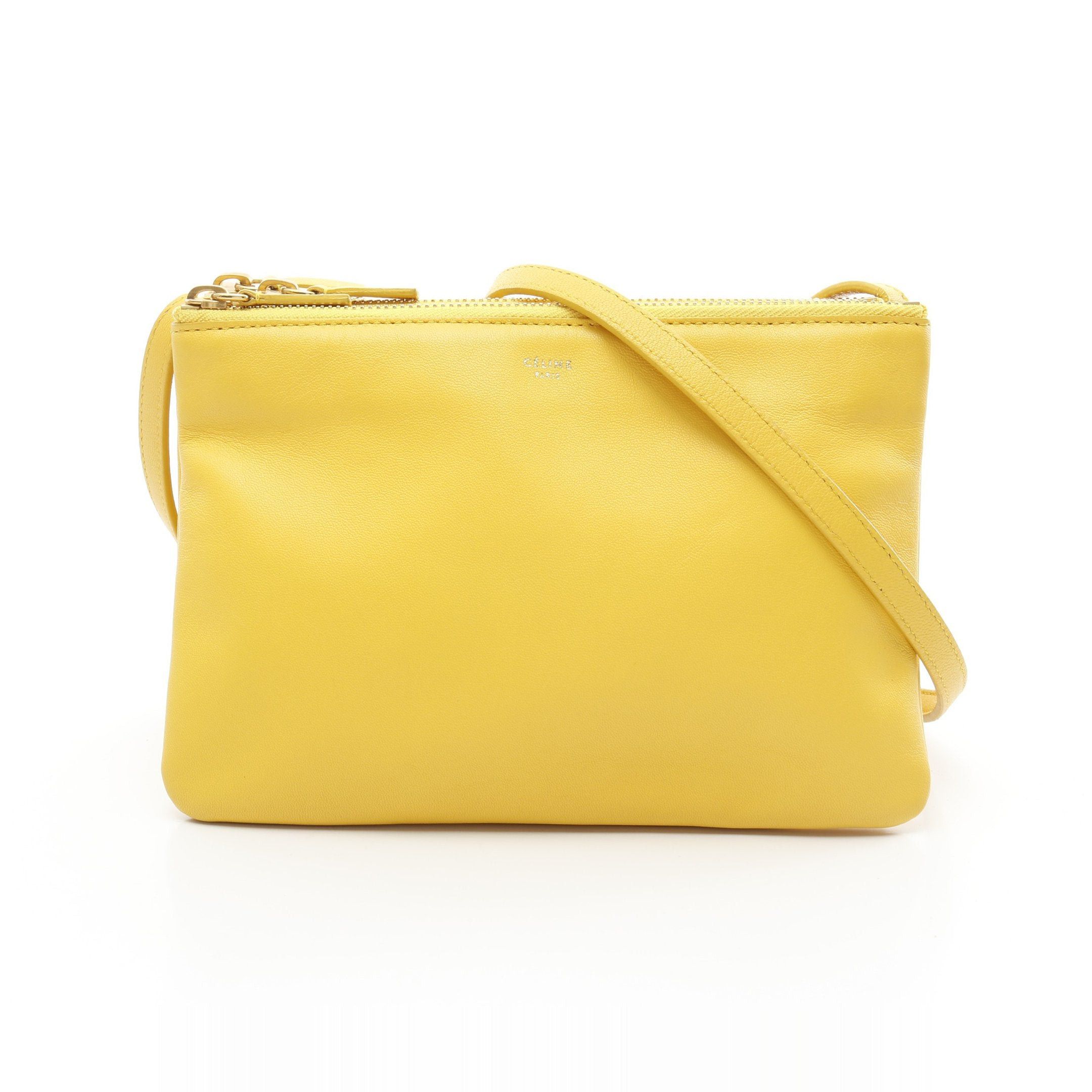 Celine Celine Trio Small Shoulder Bag Leather Yellow Size ONE SIZE - 1 Thumbnail