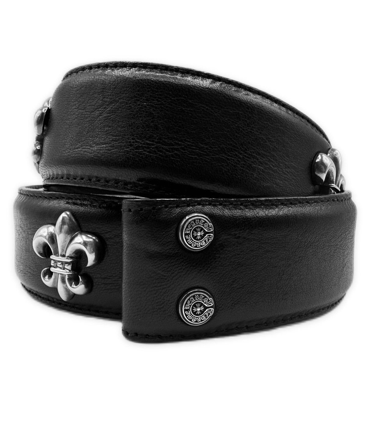 Chrome Hearts Chrome Hearts Fleur de Lis Pendant .925 Silver Leather Belt Strap Size 34 - 1 Thumbnail
