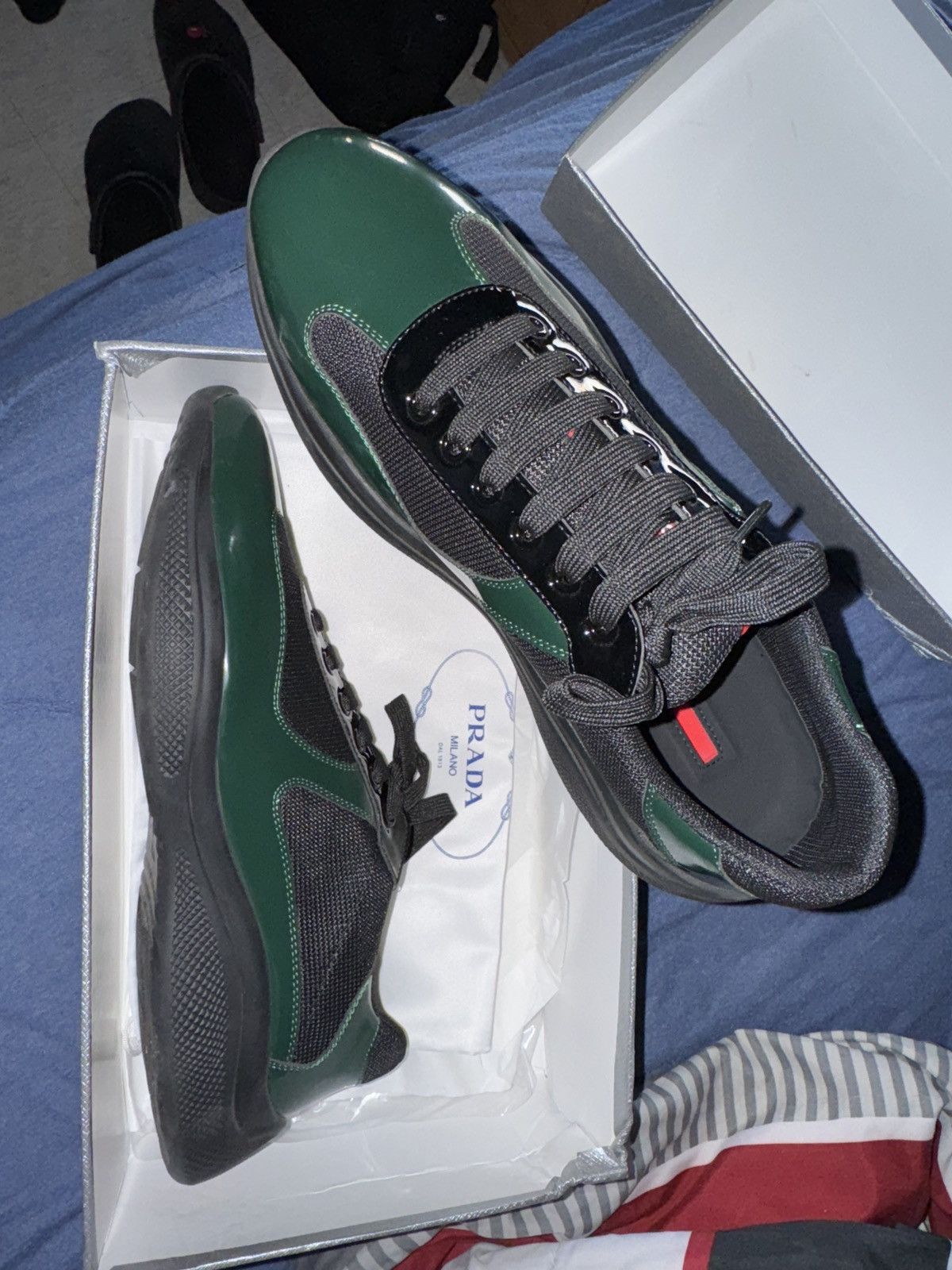 Designer Pradas lows dark green & black Size US 10.5 / EU 43-44 - 3 Thumbnail