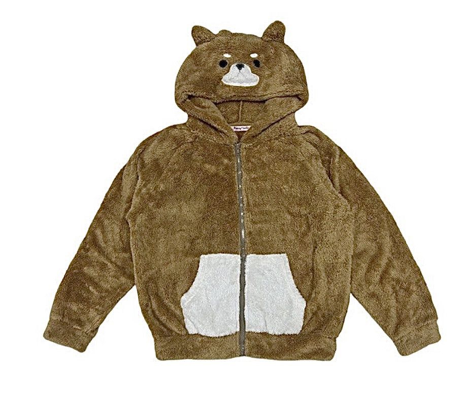 image of Archival Clothing x If Six Was Nine Not Mad Punk Bear Sherpa Fleece Zipped Hoodie in Brown (Size La