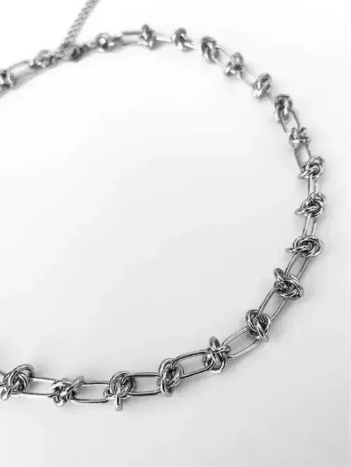 Jewelry Silver Thorns Knot Chains Choker Necklace Size ONE SIZE - 3 Thumbnail